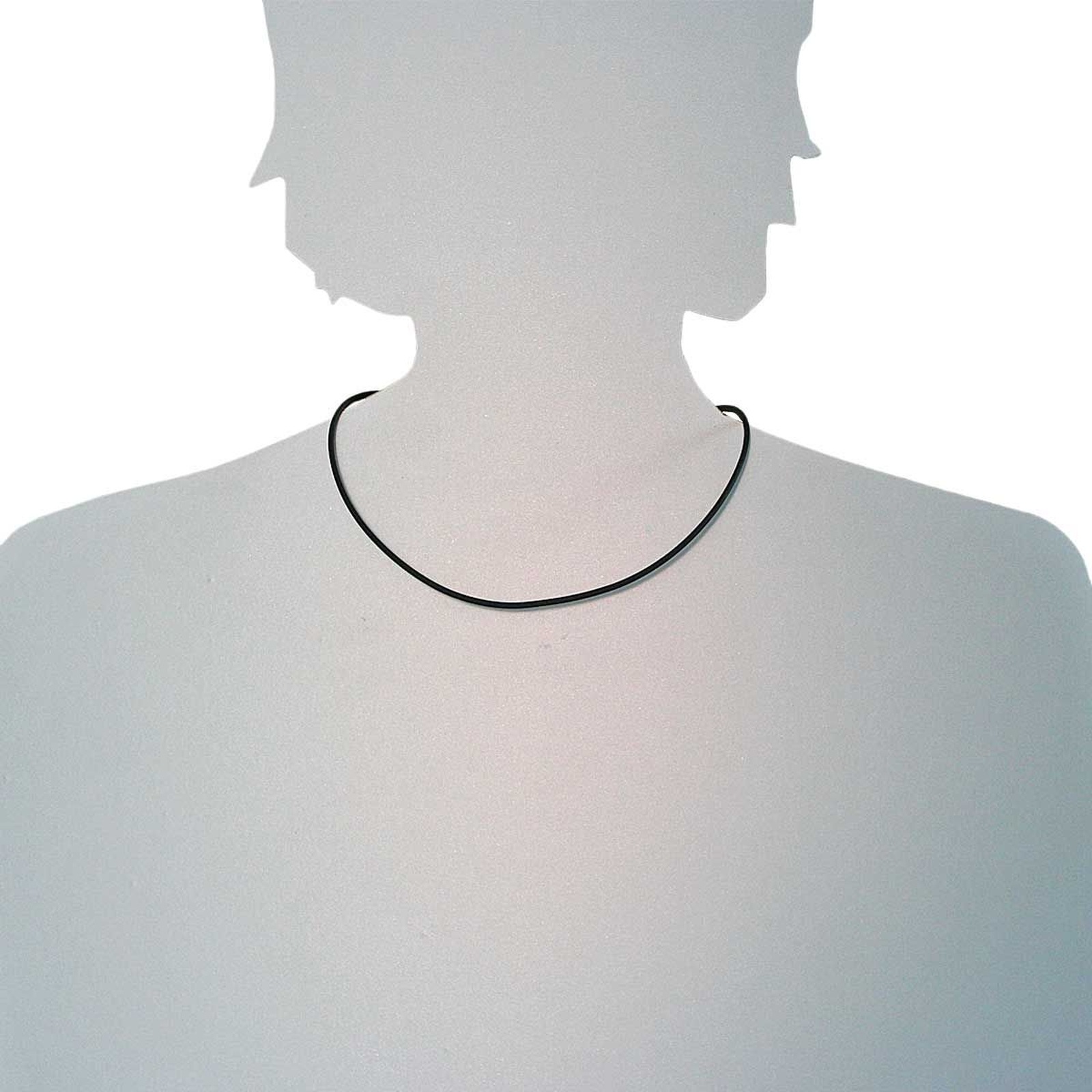 Halsreif OSTSEE-SCHMUCK "- Kautschuk 2,0 mm - Kautschuk -" Gr. 45, schwarz (schwarz, silber 925), Halsketten, Damen, 45, Kautschuk 6