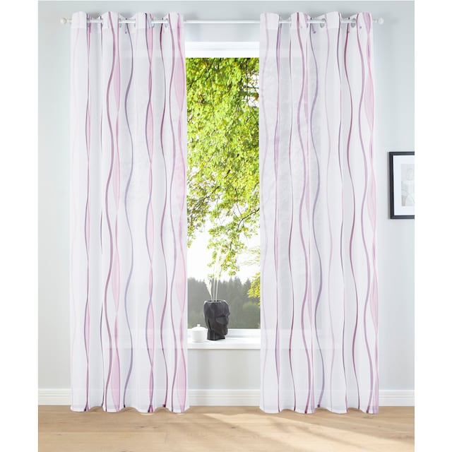 my home Gardine »Dimona«, (2 St.), 2-er Set, transparent, Voile, Polyester,  Wellen | BAUR