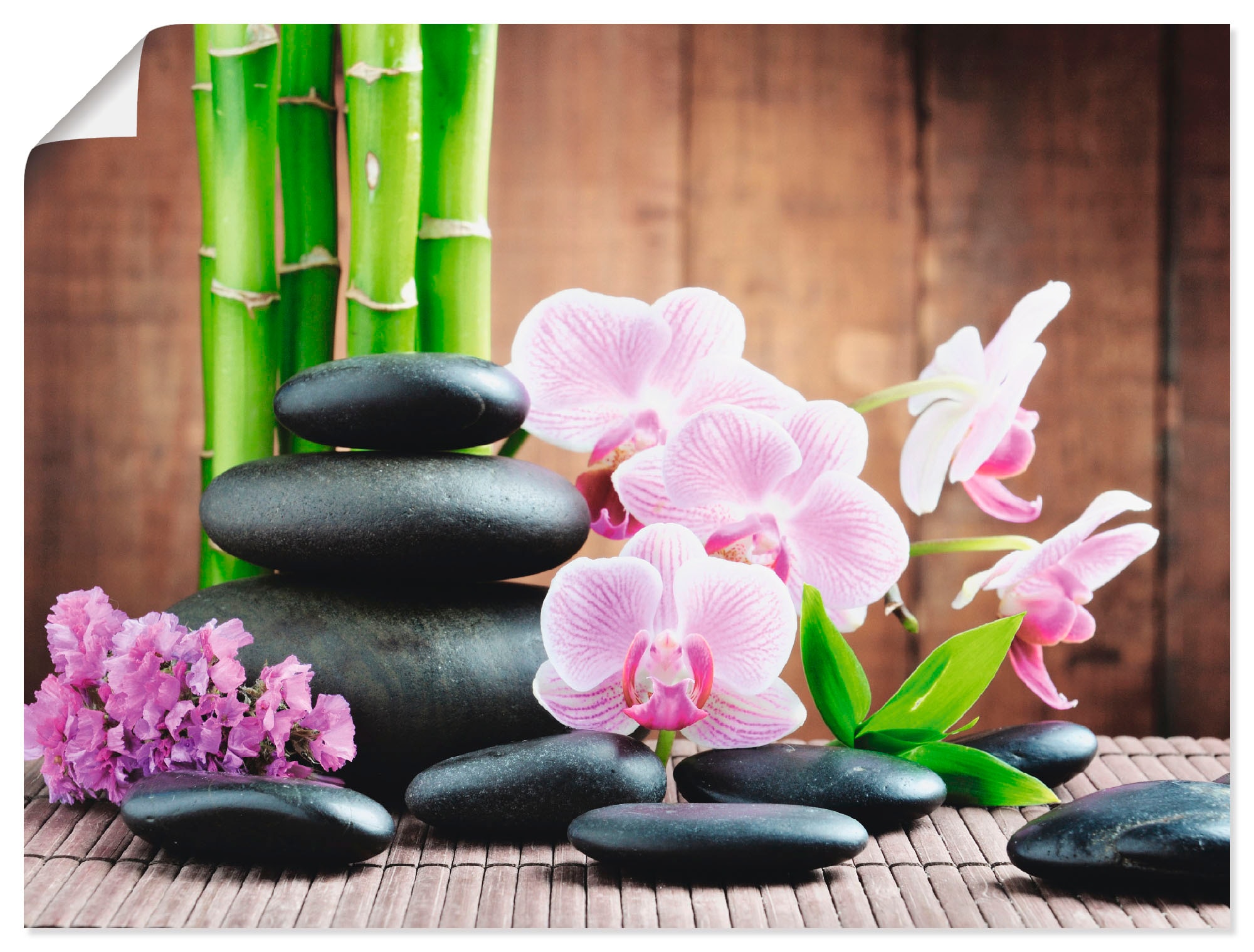 Artland Wandbild »Spa Konzept Zen Steinen Orchideen«, Zen, (1 St.), als Leinwandbild, Poster, Wandaufkleber in verschied. Größen