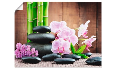Wandbild »Spa Konzept Zen Steinen Orchideen«, Zen, (1 St.), als Leinwandbild, Poster,...