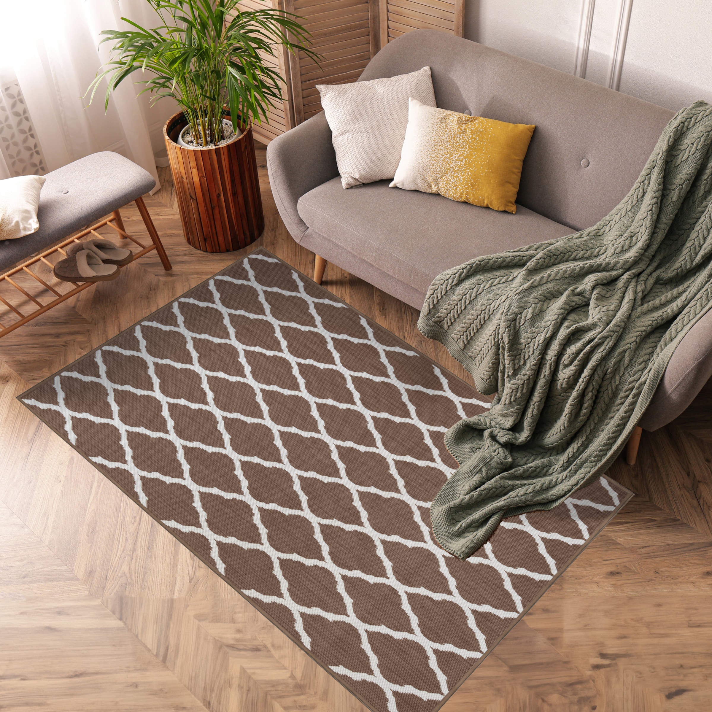 Primaflor-Ideen in Textil Teppich »Outdoorteppich REVERSO - Round Rhombus«, rechteckig, 5 mm Höhe, Wendeteppich, Rauten Design, In- und Outdoor geeignet, wasserfest