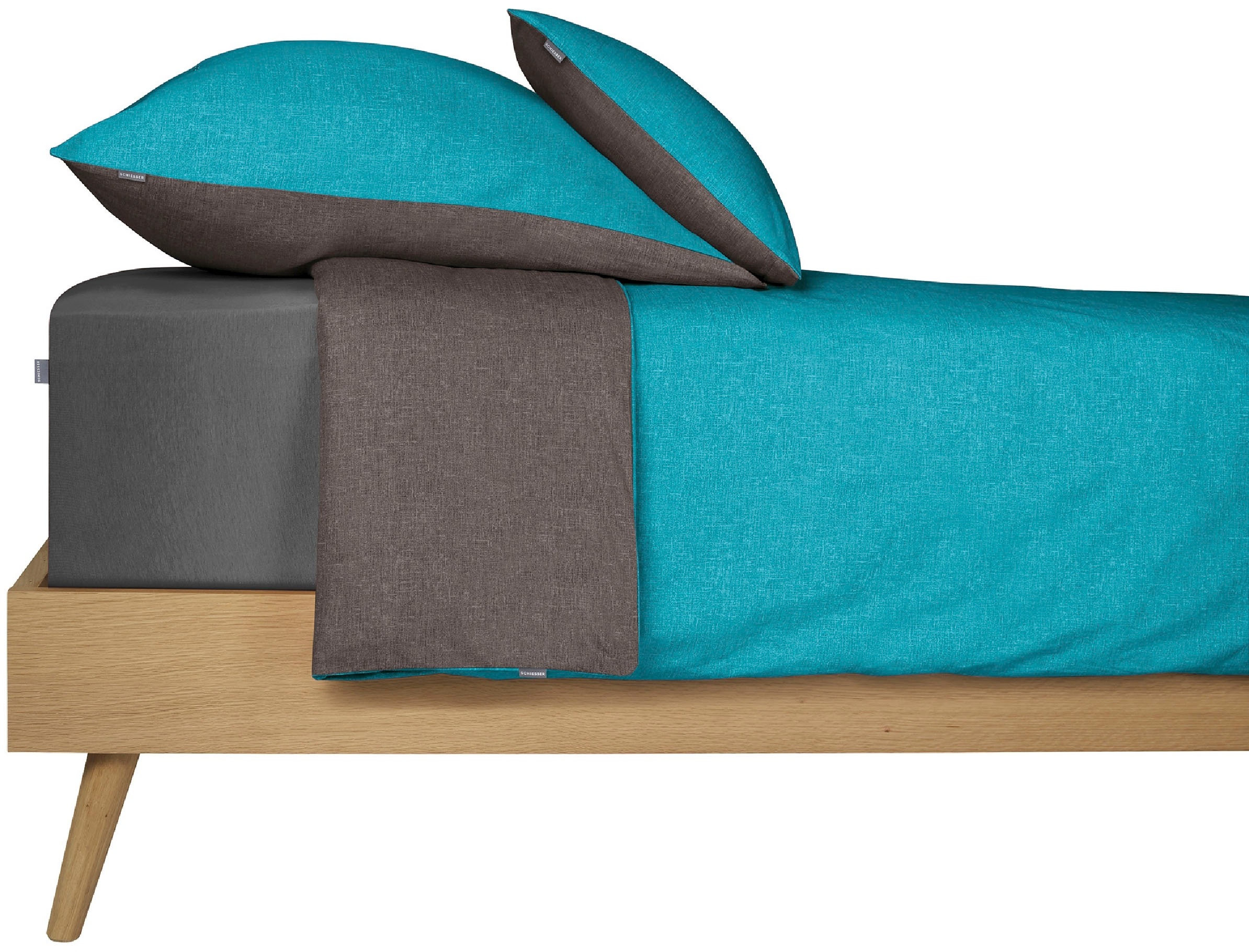 Thumbnail - Schiesser Wendebettwäsche "Doubleface aus weicher Baumwolle mit edlem Melangeeffekt" 2 Stk. tlg. ab Größe 135x200 cm erh...