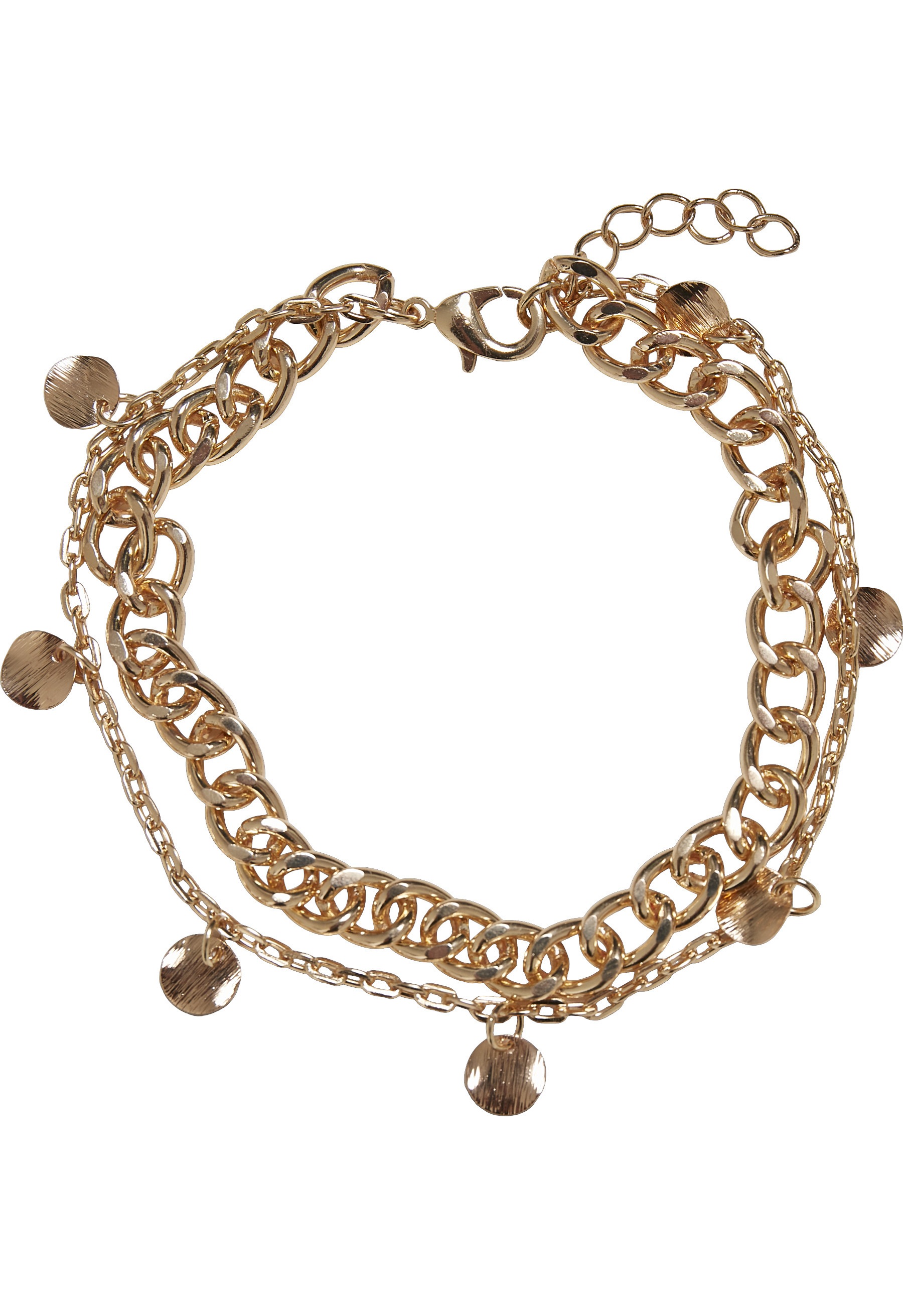 Edelstahlkette URBAN CLASSICS "Urban Classics Unisex Charmy Anklet" Gr. L, gold, Halsketten, Damen, L/XL, Metall, Zink, Edelstahlkette