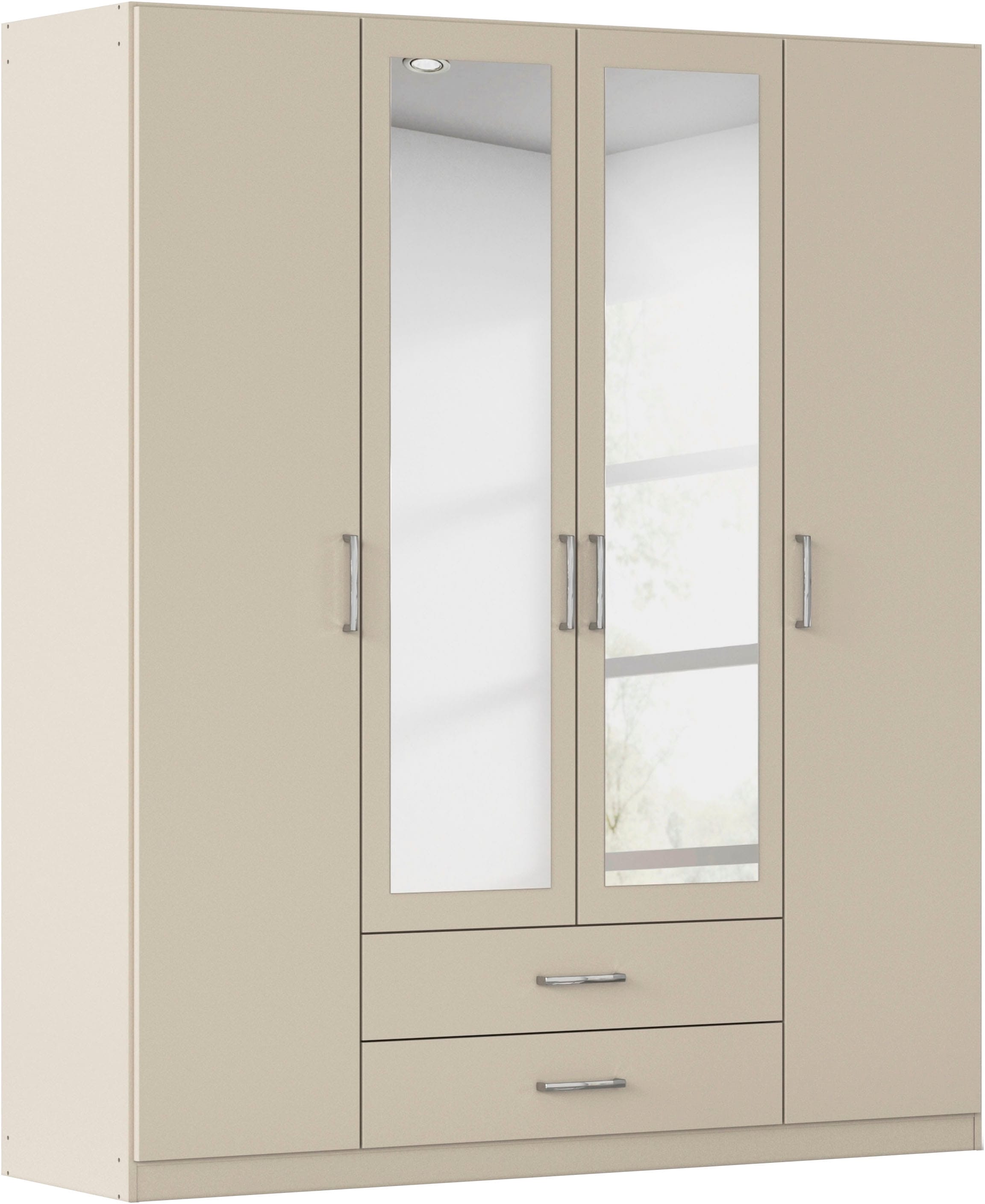 rauch Kleiderschrank "Schrank Garderobe Ankleide GAMMA Breiten 91/136/181/226/271/315/360 cm" in 3 Ausstattungen BASIC/CLASSIC/PREMIUM (inkl. SOFT-CLOSE-Funktion), verschiedene Griff-Varianten, mit Spiegel TOPSELLER MADE IN GERMANY