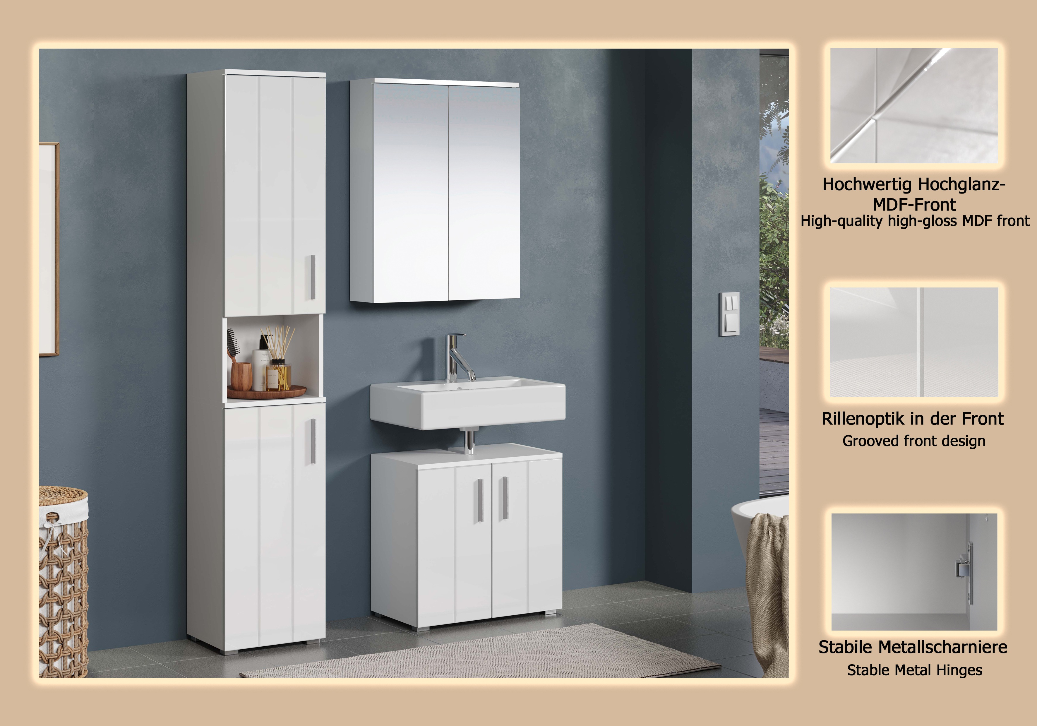 Thumbnail - welltime Badezimmer-Set "Prag" Set, 3 Stk. tlg.