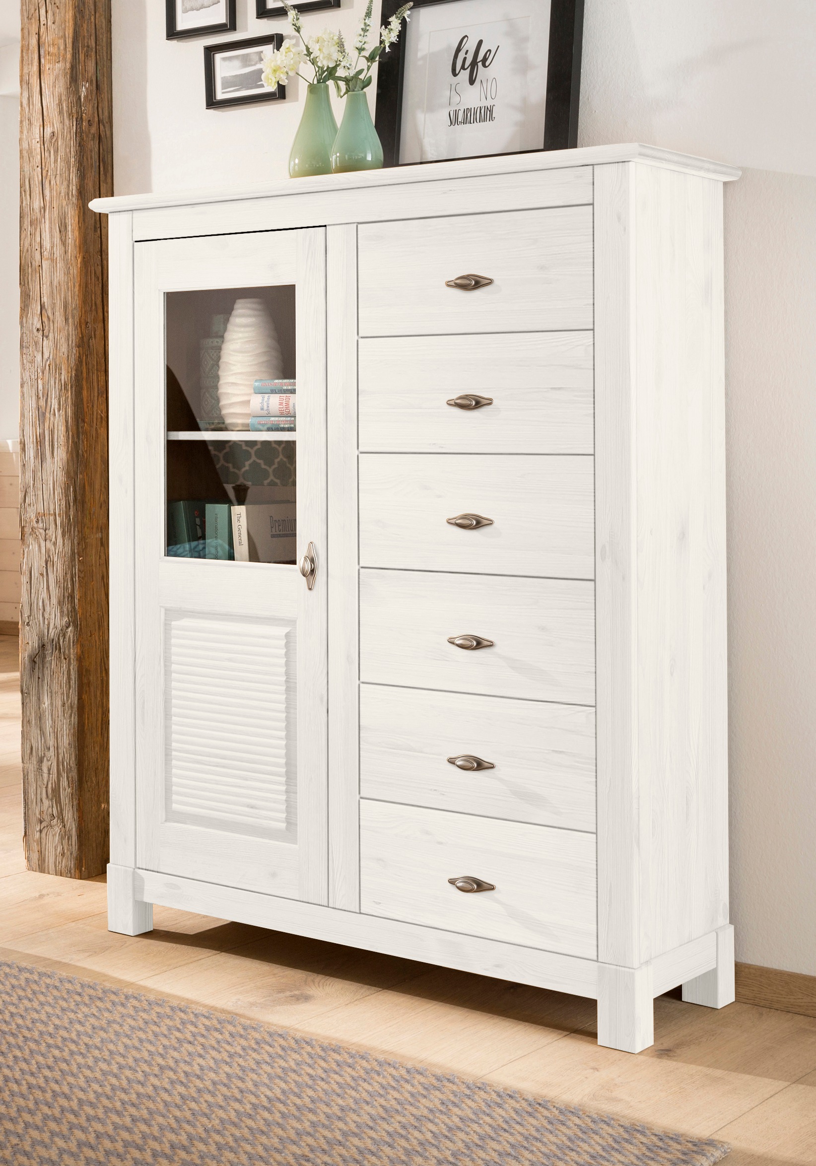 Home affaire Highboard "Rauna", Vitrine, Breite 103 cm, FSC-zertifiziertes günstig online kaufen
