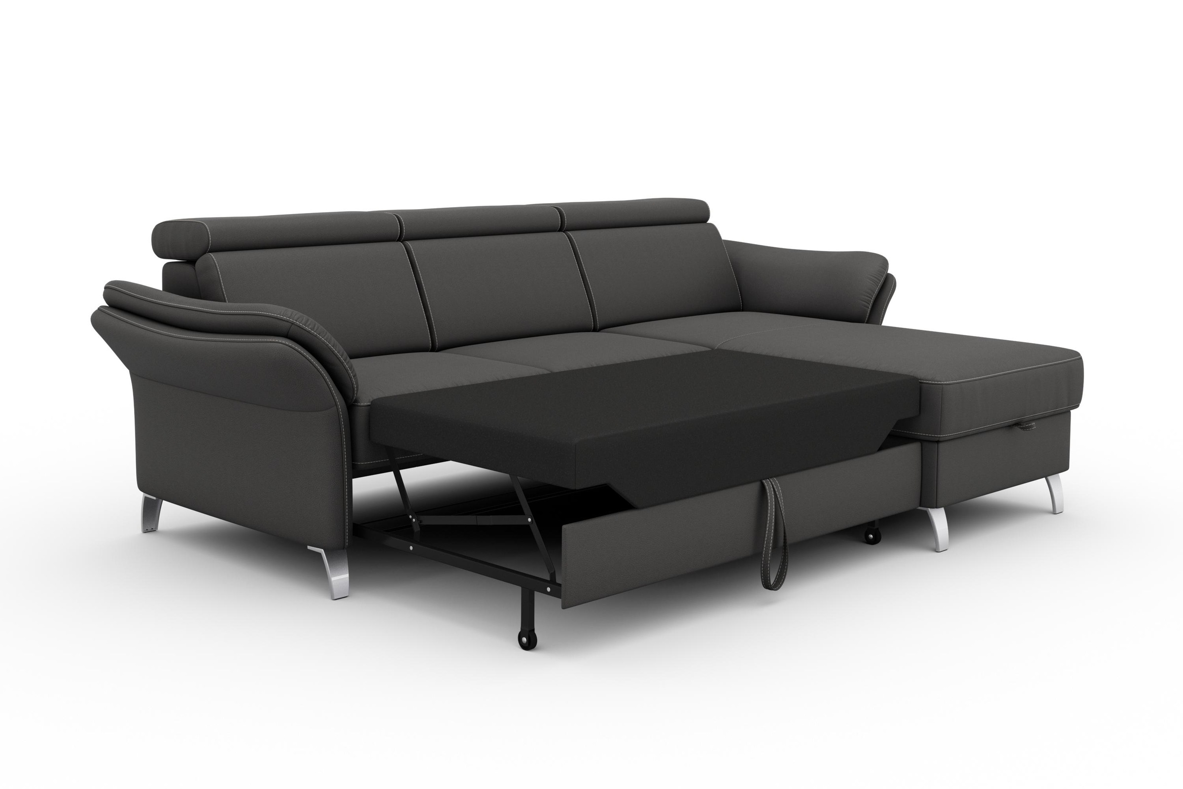 sit&more Ecksofa »Vincenzo L-Form«, inklusive Kopfteilverstellung, wahlweise mit Bettfunktion, Bettkasten