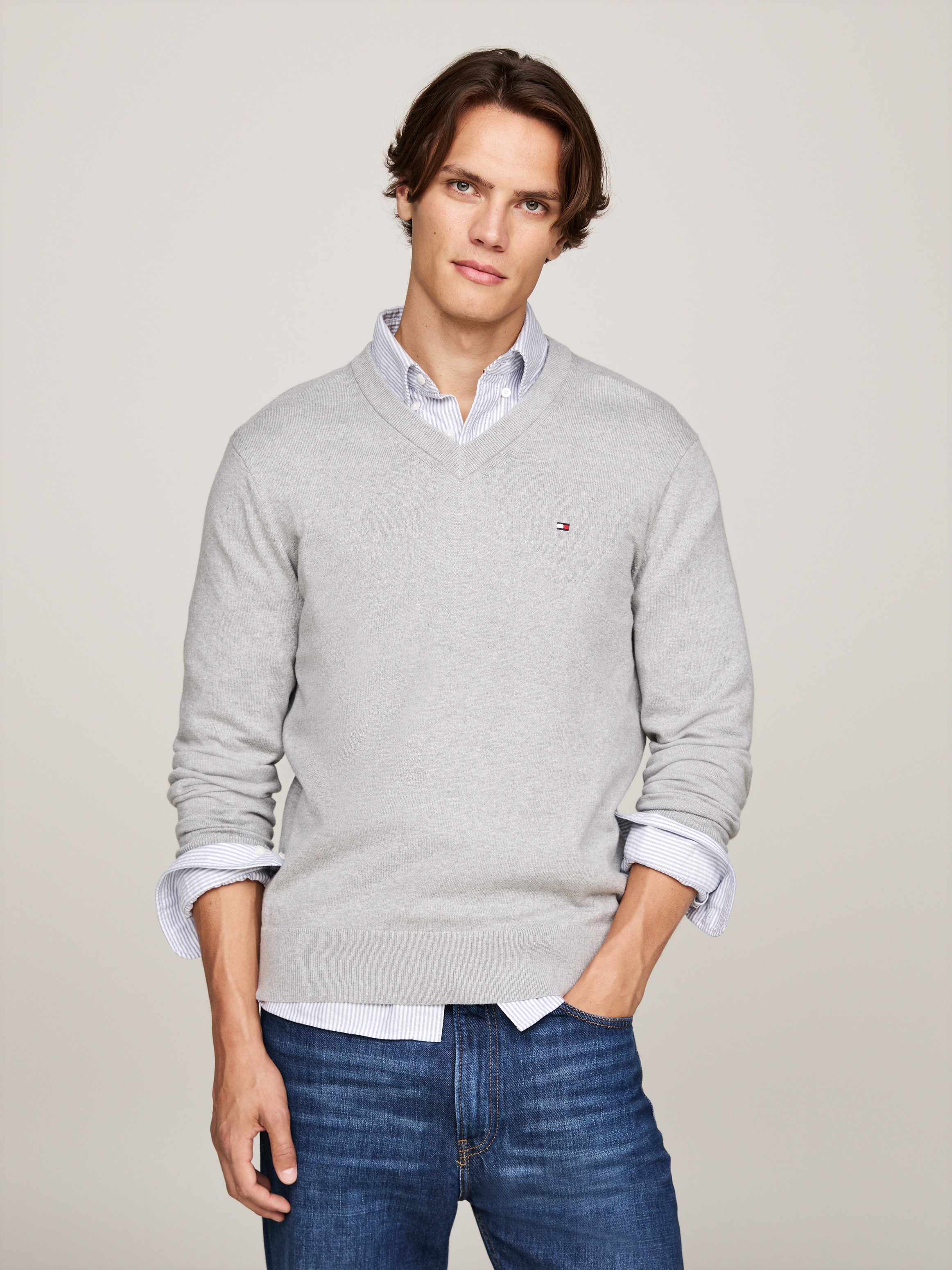 Tommy Hilfiger V-Ausschnitt-Pullover "PIMA ORG CTN CASHMERE V NECK" günstig online kaufen
