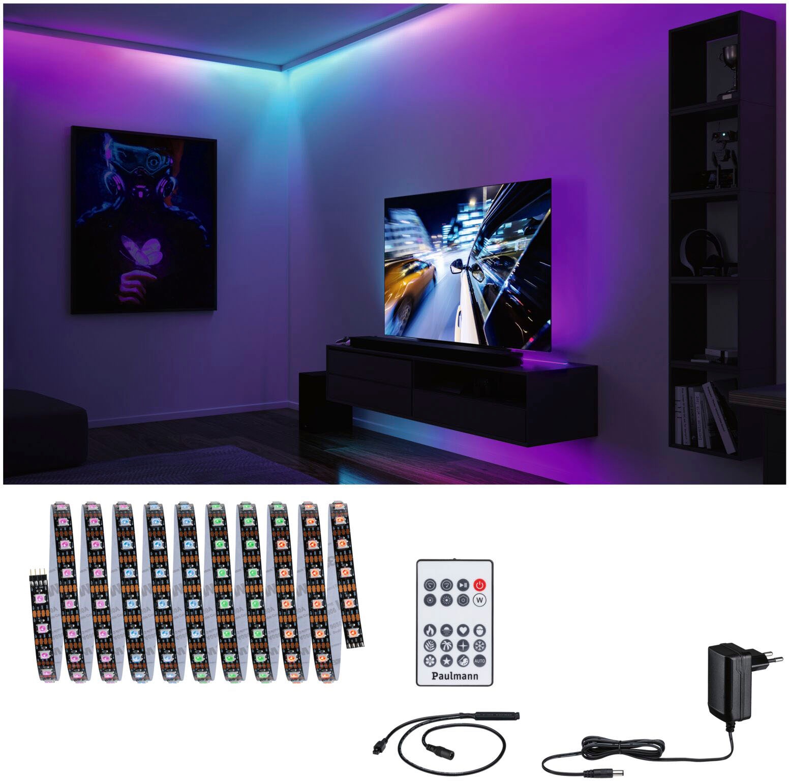Paulmann LED-Streifen »Dynamic Rainbow RGB 3m 5W 60LEDs/m 10VA«, 1 St.-flammig