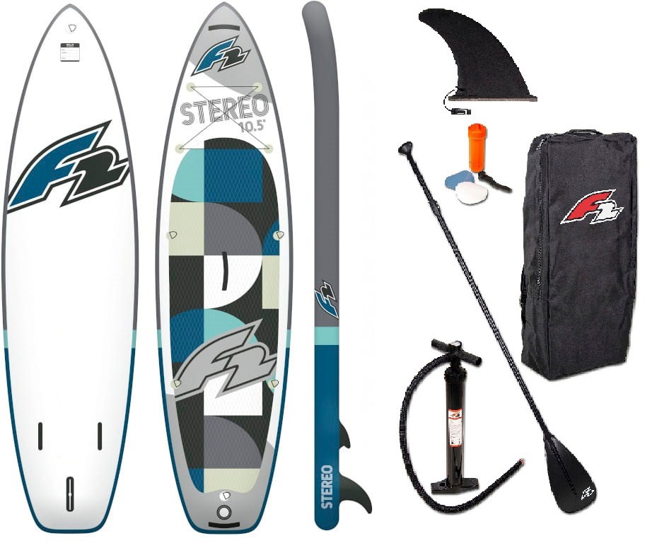 F2 Inflatable SUP-Board „Stereo 10,5 grey“, (Packung, 5 tlg.)