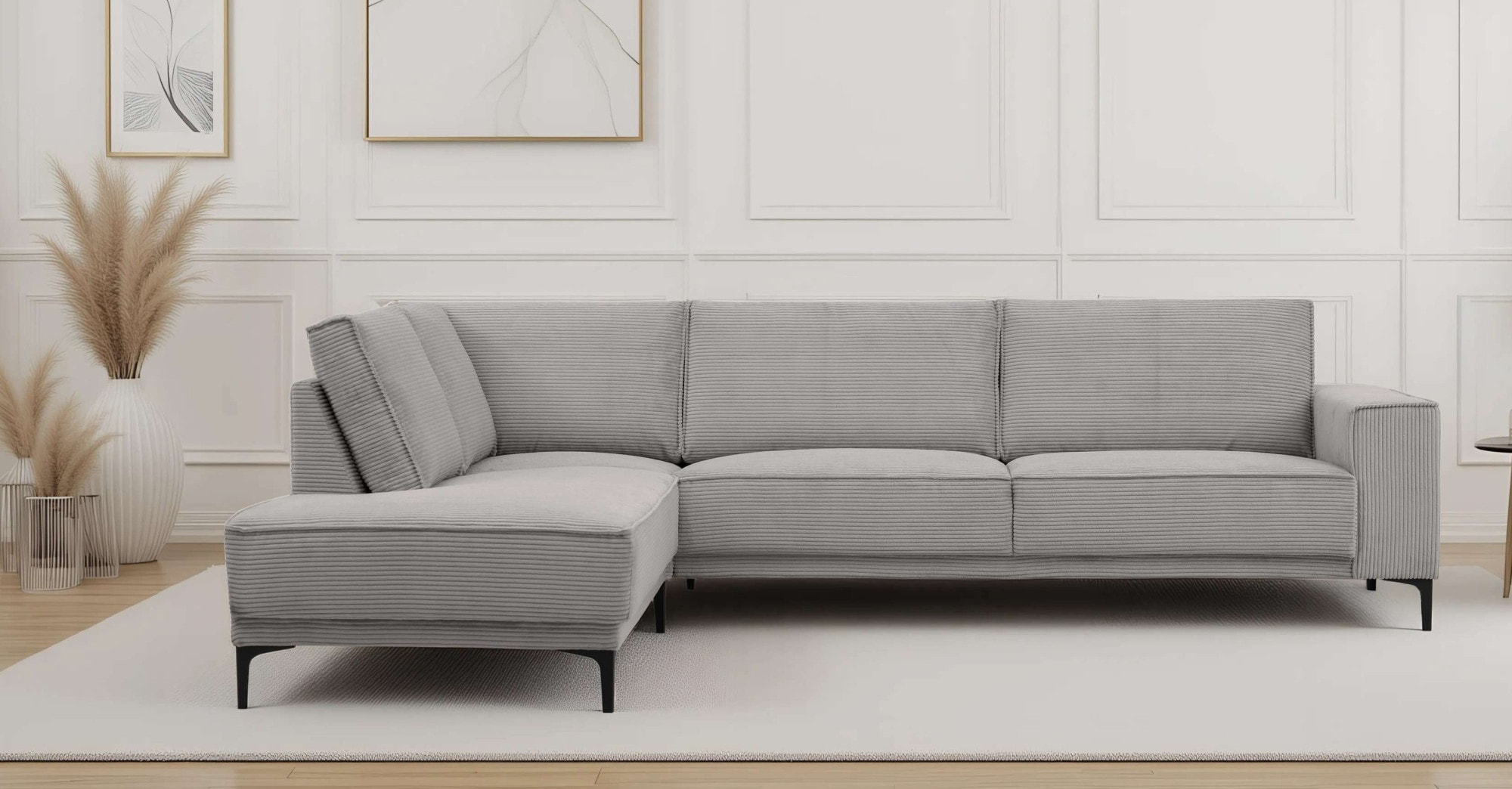OTTO home Ecksofa "OLAND Cord L-Form, B: 289 cm, Skandi-Design" Struktur, Flachgewebe, Luxus-Microfaser, Boucle