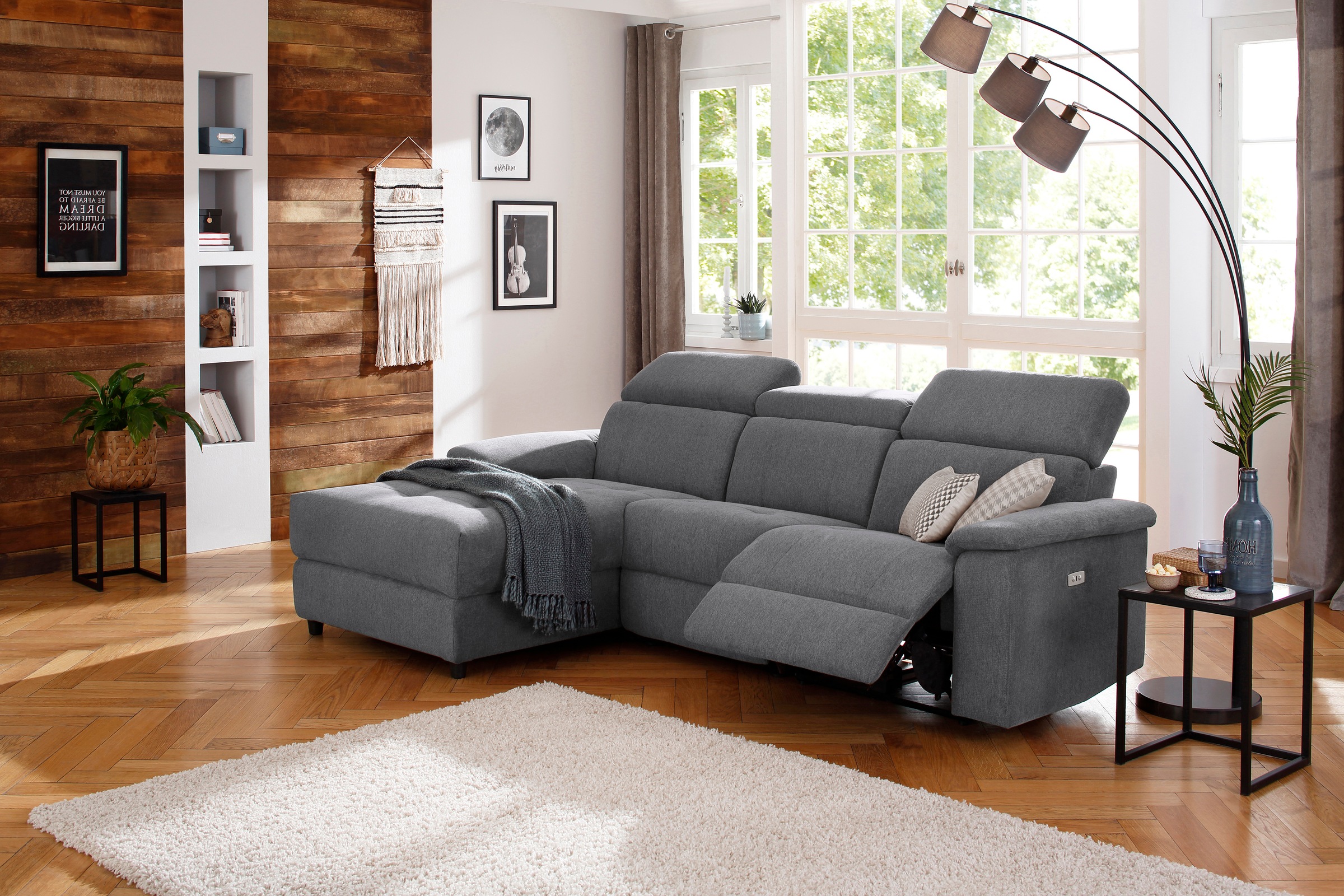 Home affaire Ecksofa »Binado, L-Form,«, mit manueller oder elektrischer Relaxfunktion mit USB-Anschluss