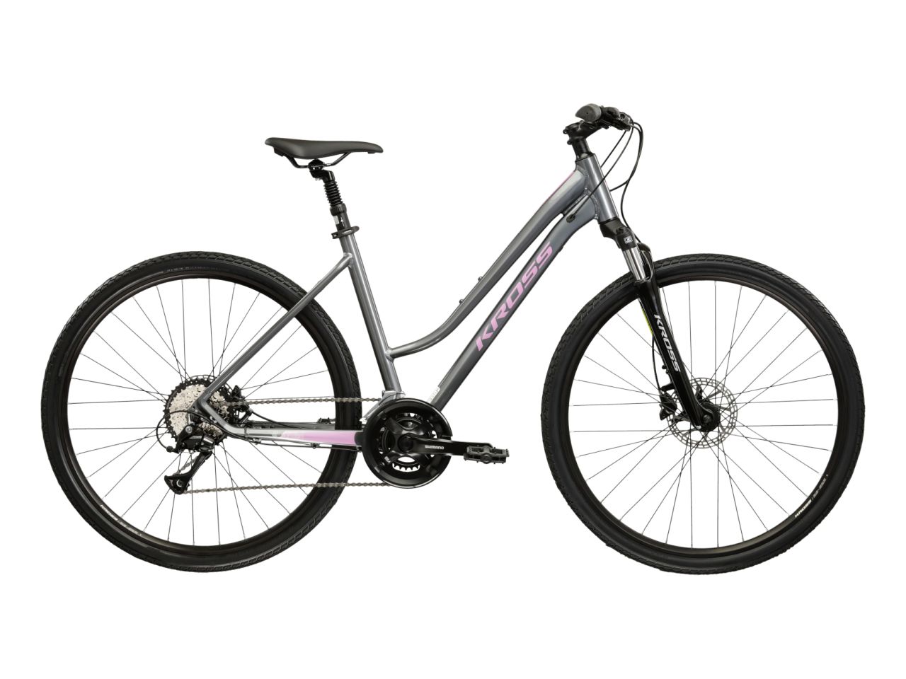 Thumbnail - Kross Crossrad "KROSS Crossrad Damen 28" Evado 4.0 grau 16 Gänge" 16 Gang Shimano ACERA M3020 Schaltwerk Kettenschaltung