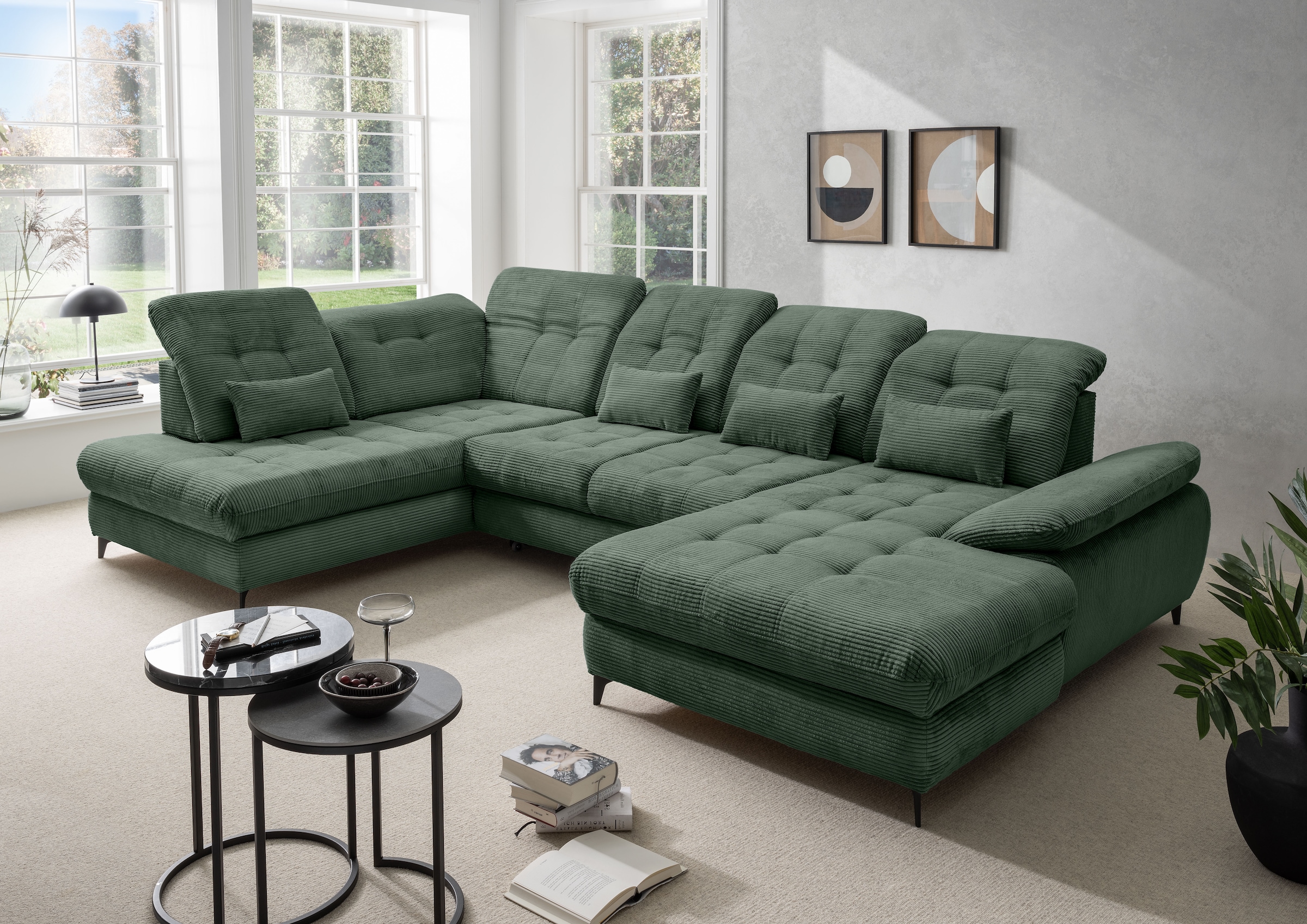 Home affaire Ecksofa »Lazio modern & bequem,  Breite 358cm, U-Form, tolle Detailverarbeitung« inkl. Bettkasten, Bettfunktion, Kopfteil-, Sitztiefenverstellung