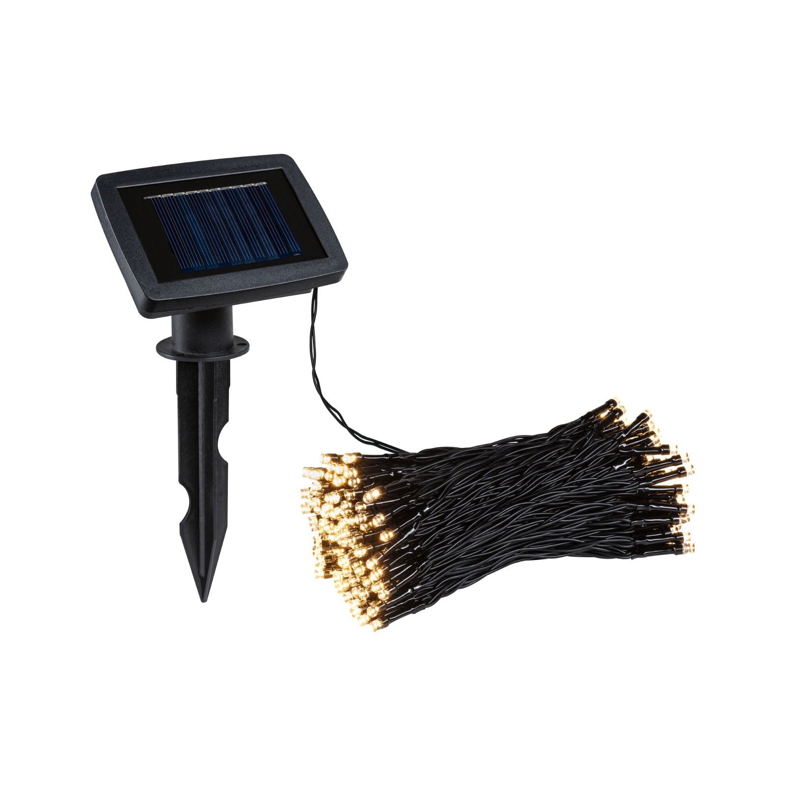 Paulmann LED Gartenstrahler "Solar Lichterkette Aurinka IP44 3000K 0lm/m Schwarz" 1 Stk. Warmweiß