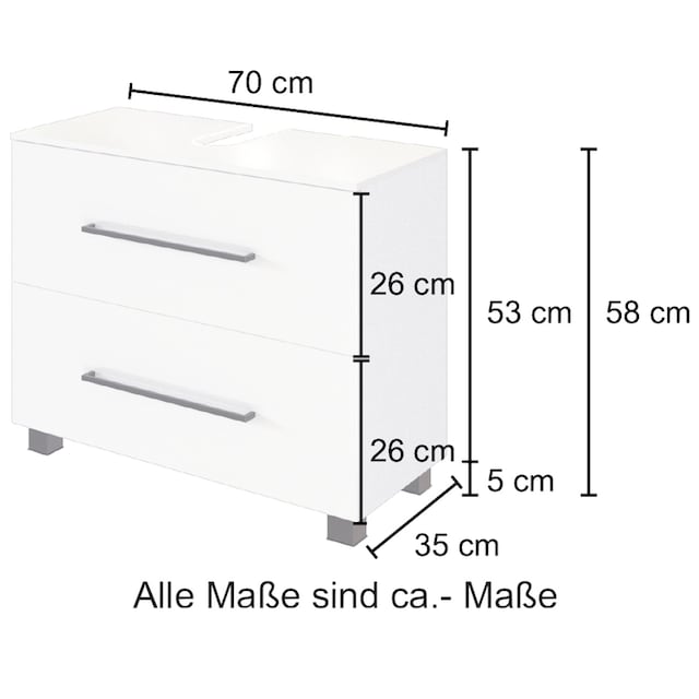 HELD MÖBEL Waschbeckenunterschrank »Luena«, Breite 70 cm, mit  Siphonausschnitt bestellen | BAUR