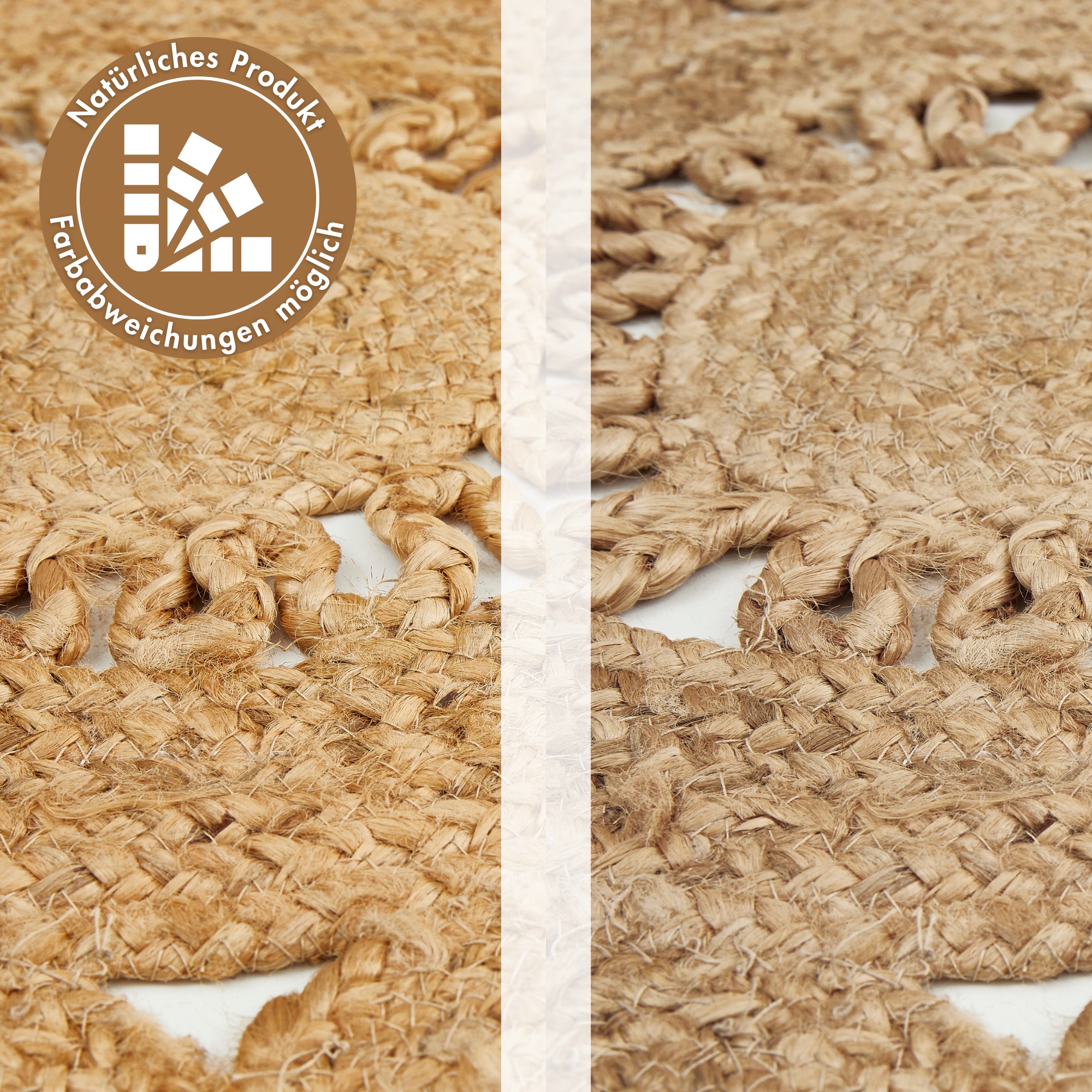 LUXOR living Teppich »Balo« rund 6 mm Höhe Juteteppich, reine Naturfaser, handgeflochten, Flecht Design