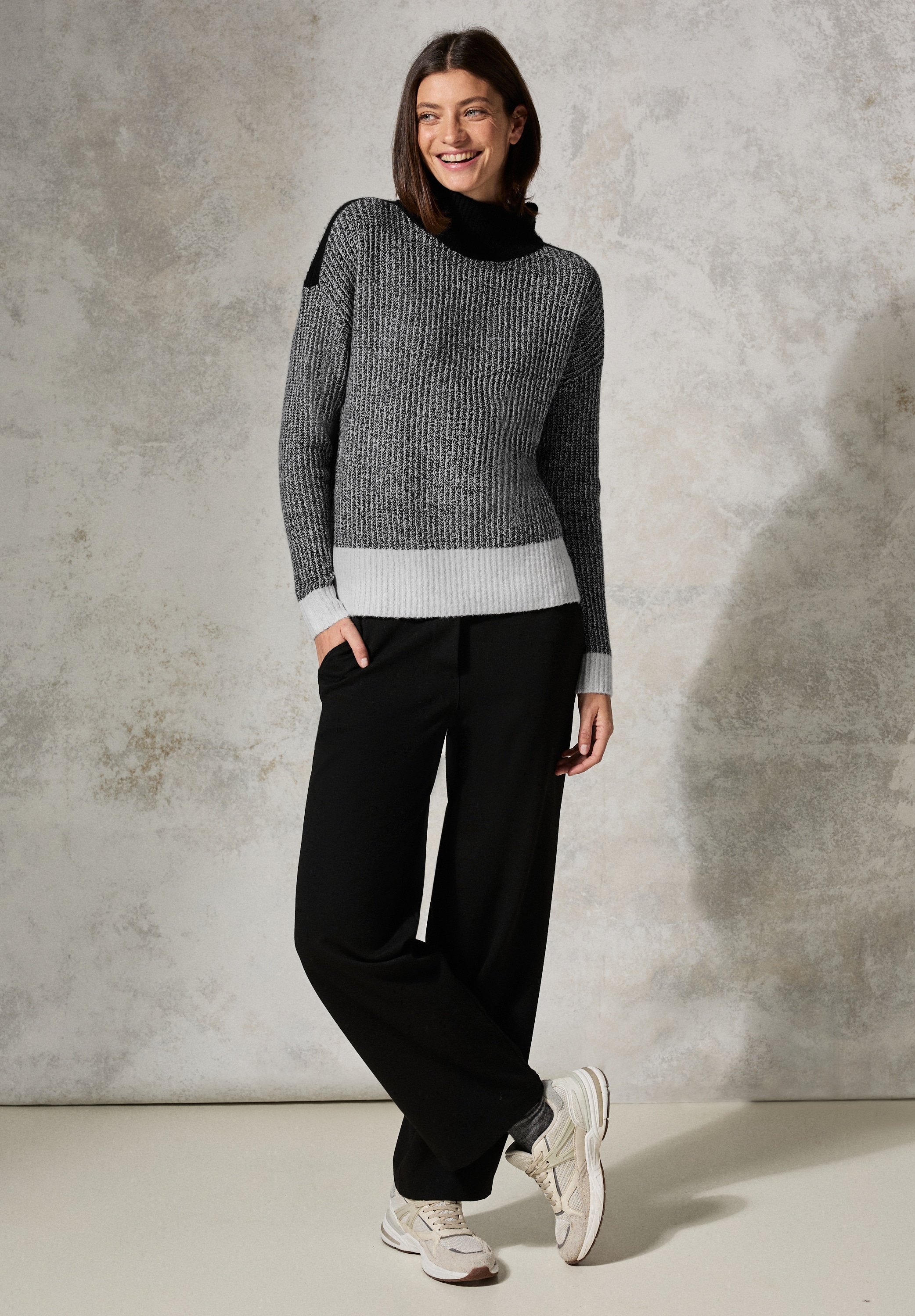 Cecil Rollkragenpullover, im Melange Look