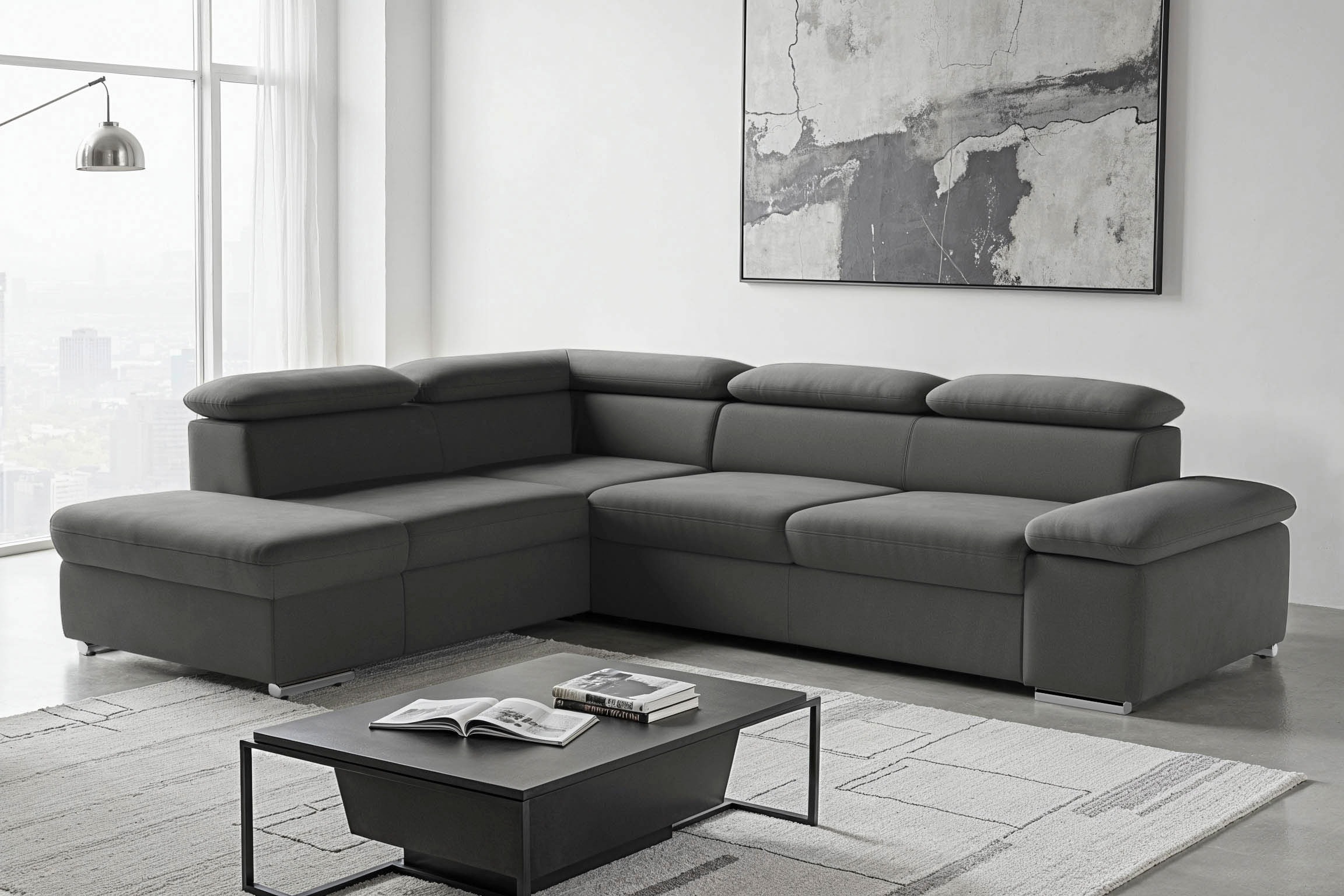 sit&more Ecksofa "Valantine L-Form, B: 272 cm, Armteilverstellung, Kopfteilverstellung" optional Schlaffunktion, Komfortsofa, modern