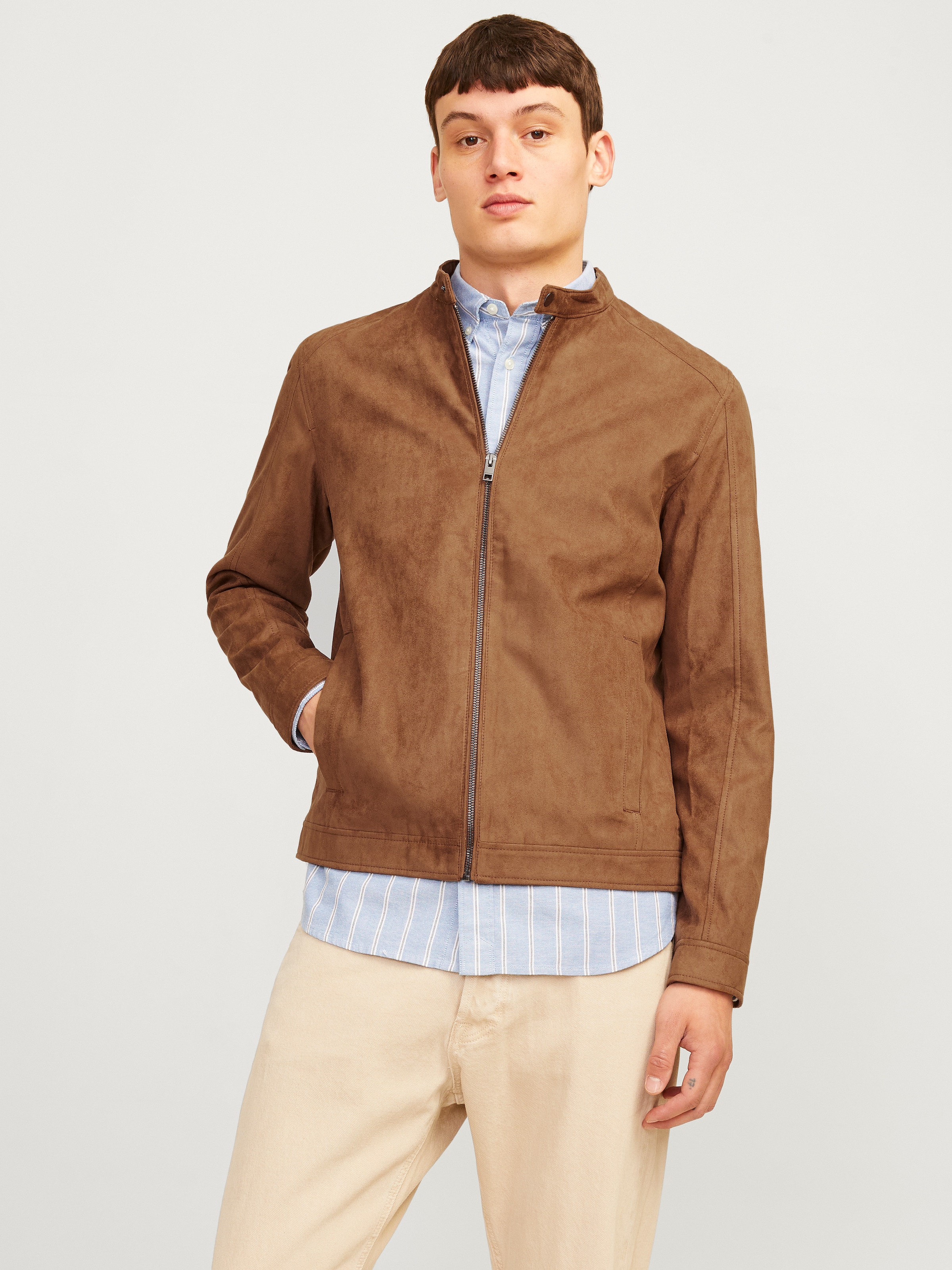 Jack & Jones Lederimitatjacke "JJEDYLAN CLEAN JACKET NOOS" ohne Kapuze mit günstig online kaufen