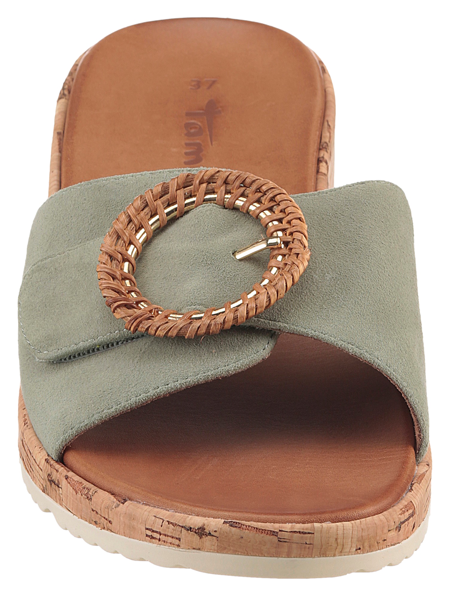 Tamaris Pantolette, Keilabsatz, Sommerschuh, Schlupfschuh mit hübscher Zierschnalle