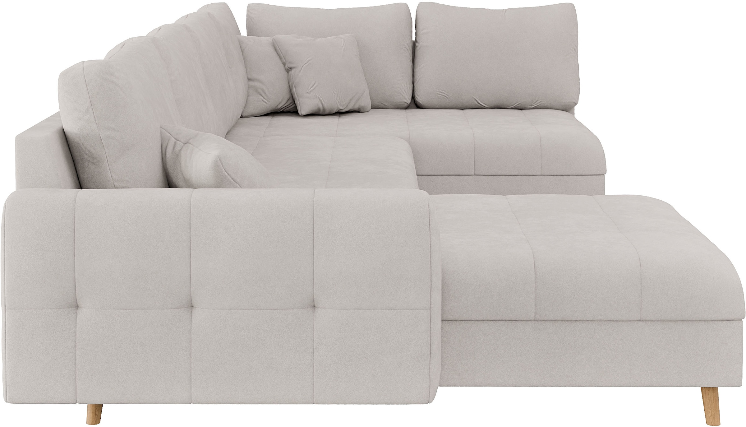 Home affaire Wohnlandschaft »CHARRE U-Form mit Ottomane, Maße B/T/H: 310/161/81 cm«, feine Steppung, lose Rücken- und Zierkissen, auch in Cord und Bouclé