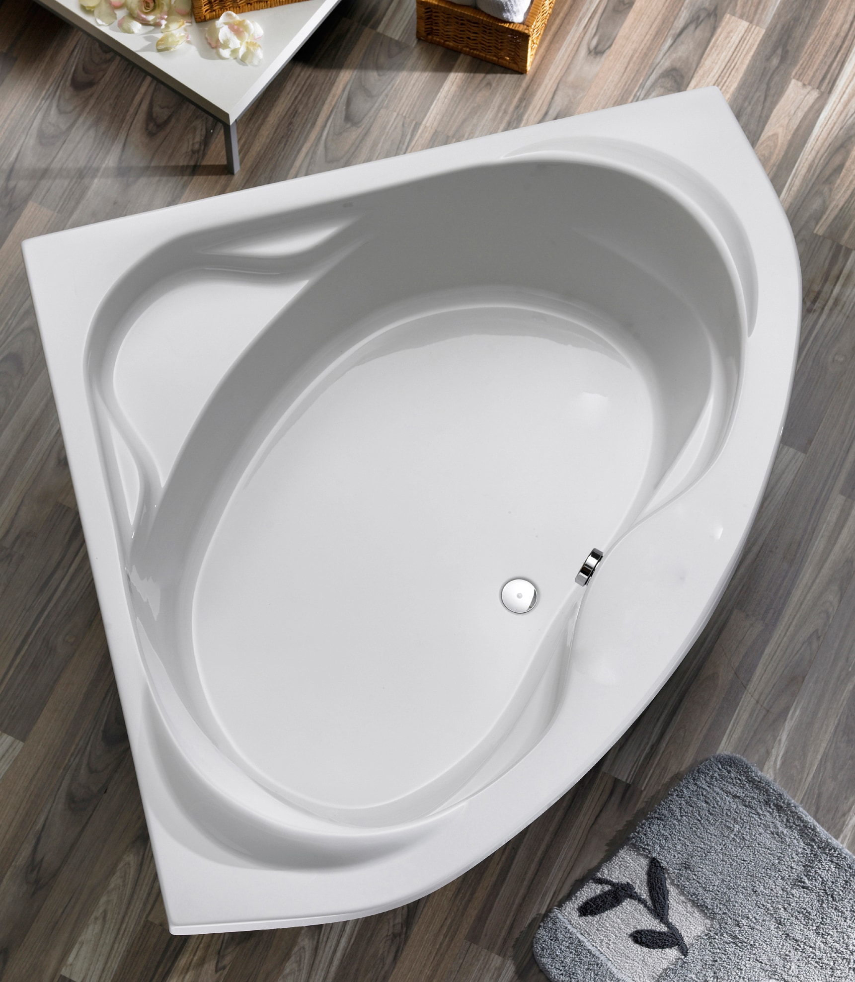 Eckwanne OTTOFOND, B:145cm H:58cm L:145cm T:145cm, weiß, Sanitäracryl, Badewannen, "Madras", mit Wannenträger