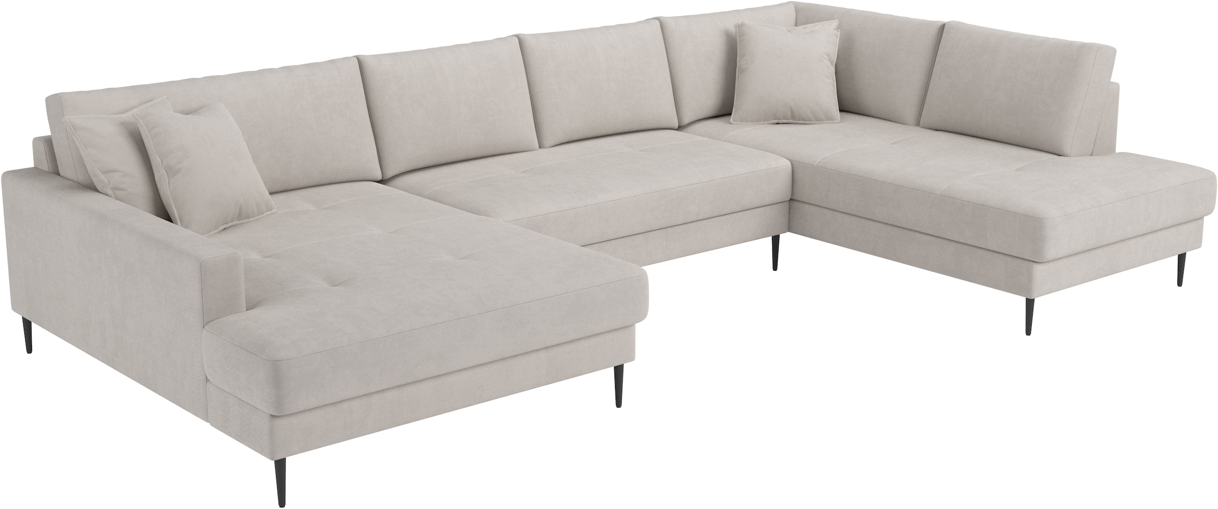 OTTO home Wohnlandschaft »Summer U-Form, B: 360 cm mit Zierkissen« moderne Couch in Cord & Strukturstoff