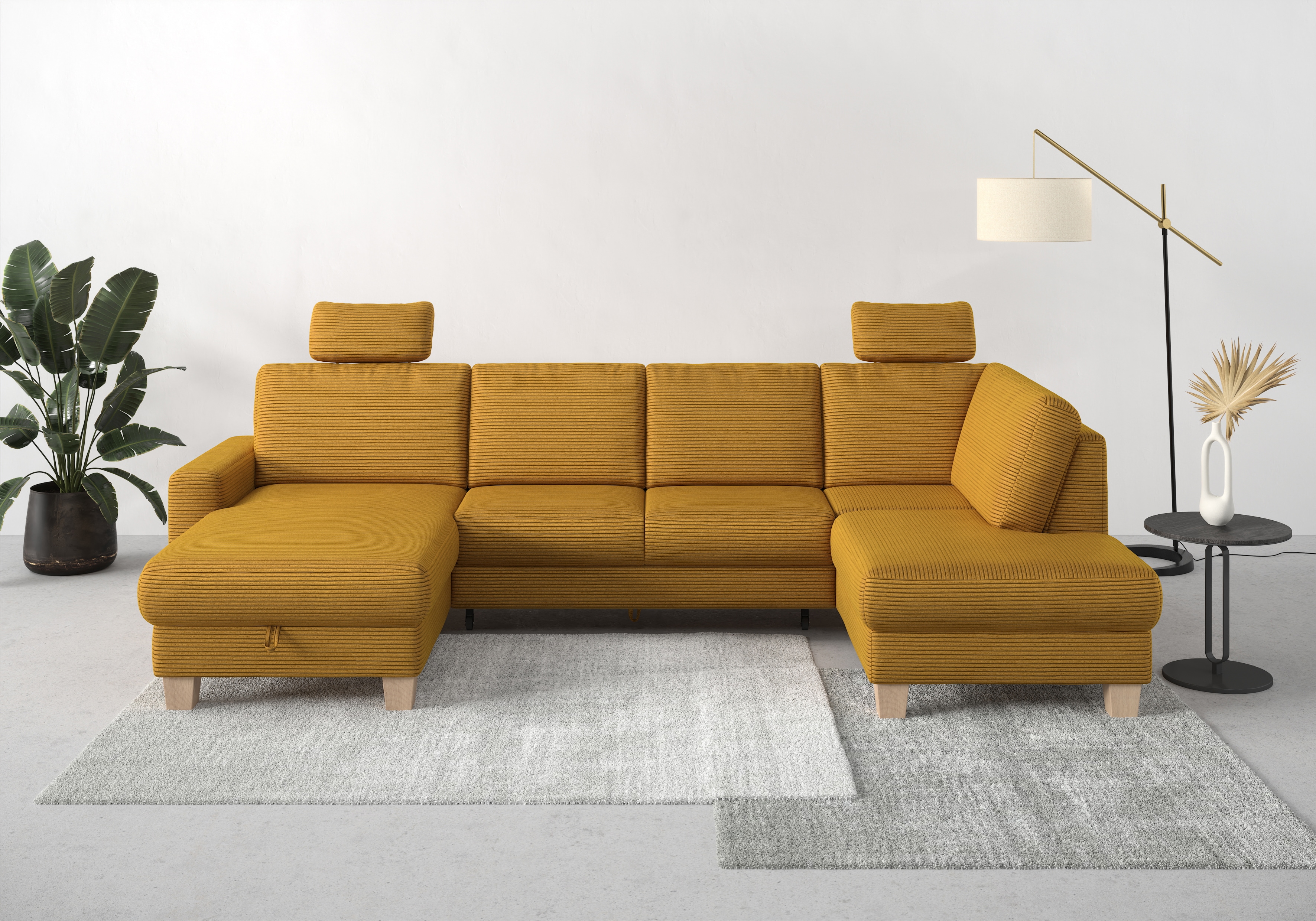 OTTO home Wohnlandschaft "Summer U-Form" mit oder ohne Schlaffunktion und Bettkasten, Cord-Bezug