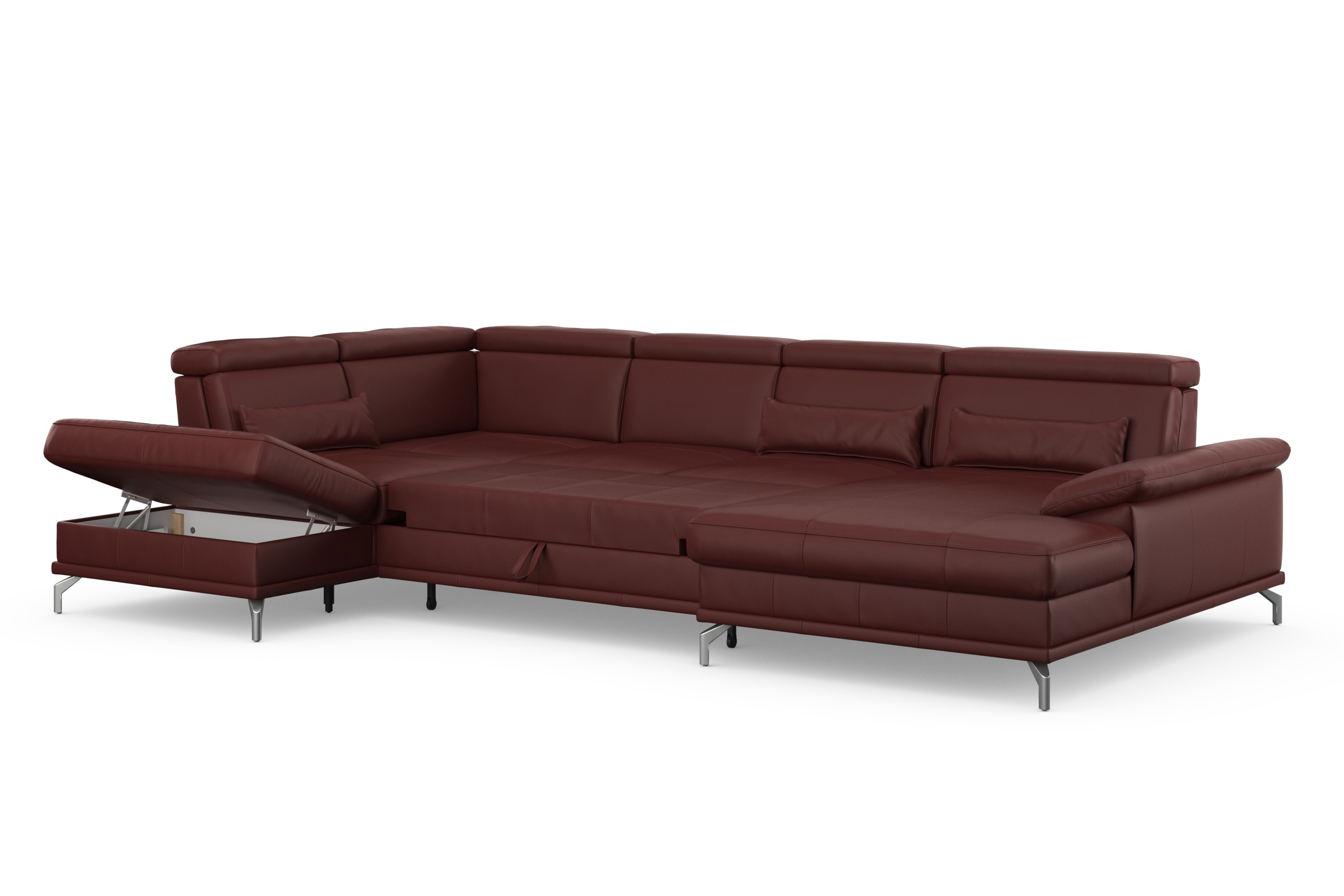 sit&more Wohnlandschaft »Cabrio U-Form, mit Sitztiefenverstellung, Arm- und Kopfteilverstellung«, 3 Nierenkissen, Federkern, optional Bettfunktion und Stauraum