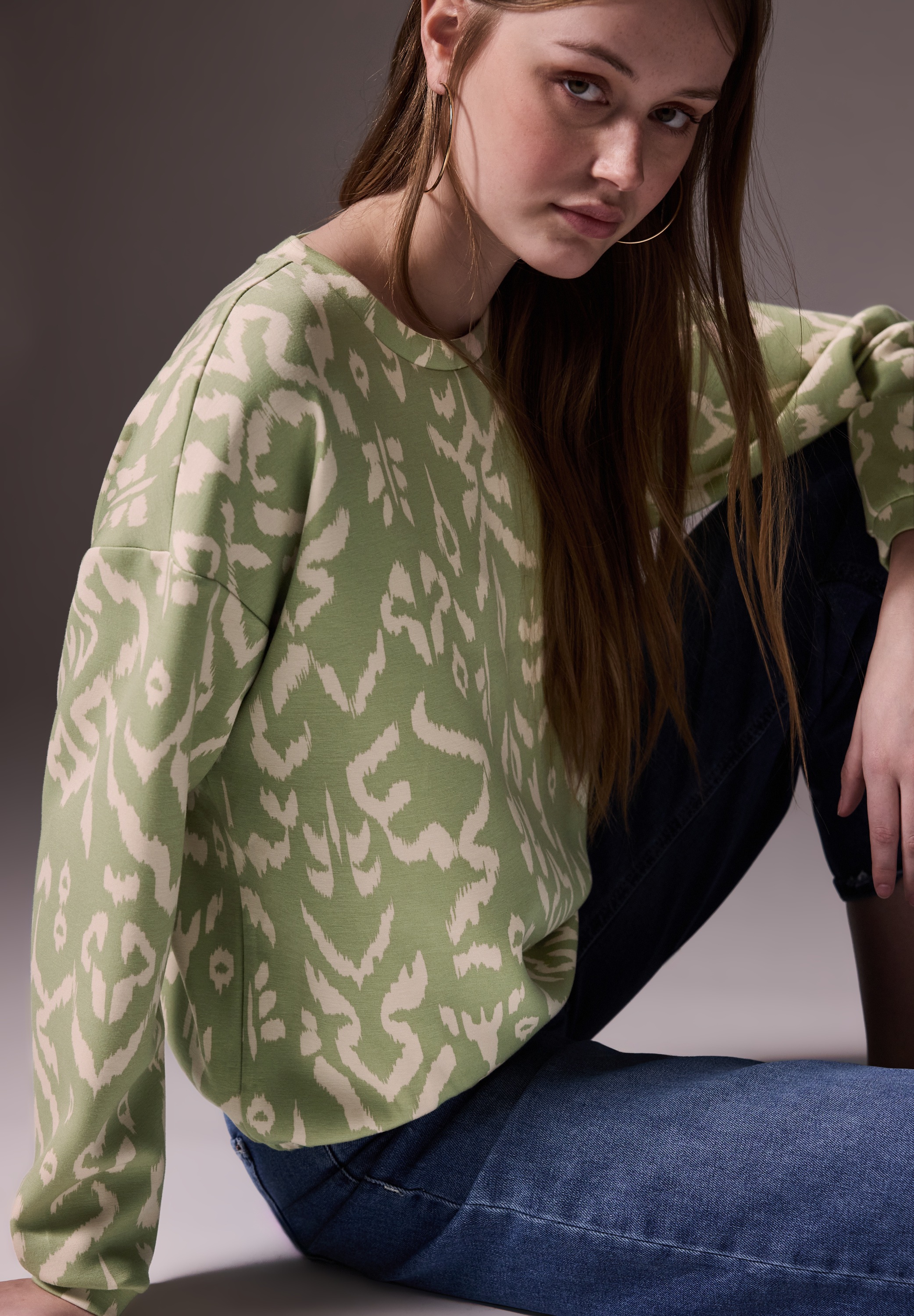 STREET ONE STUDIO Langarmshirt aus elastischem Materialmix