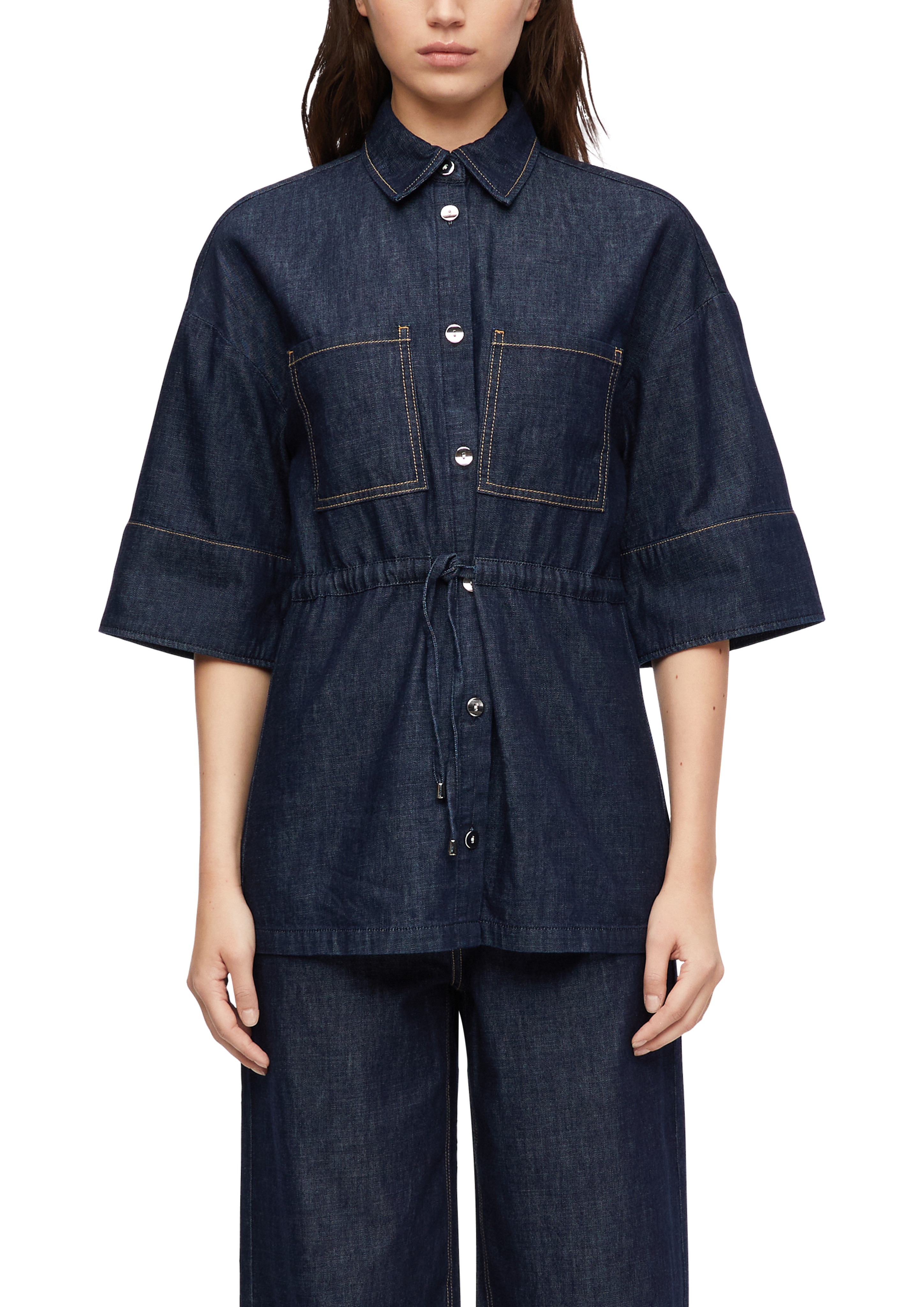 Comma Jeansbluse mit Bindegürtel