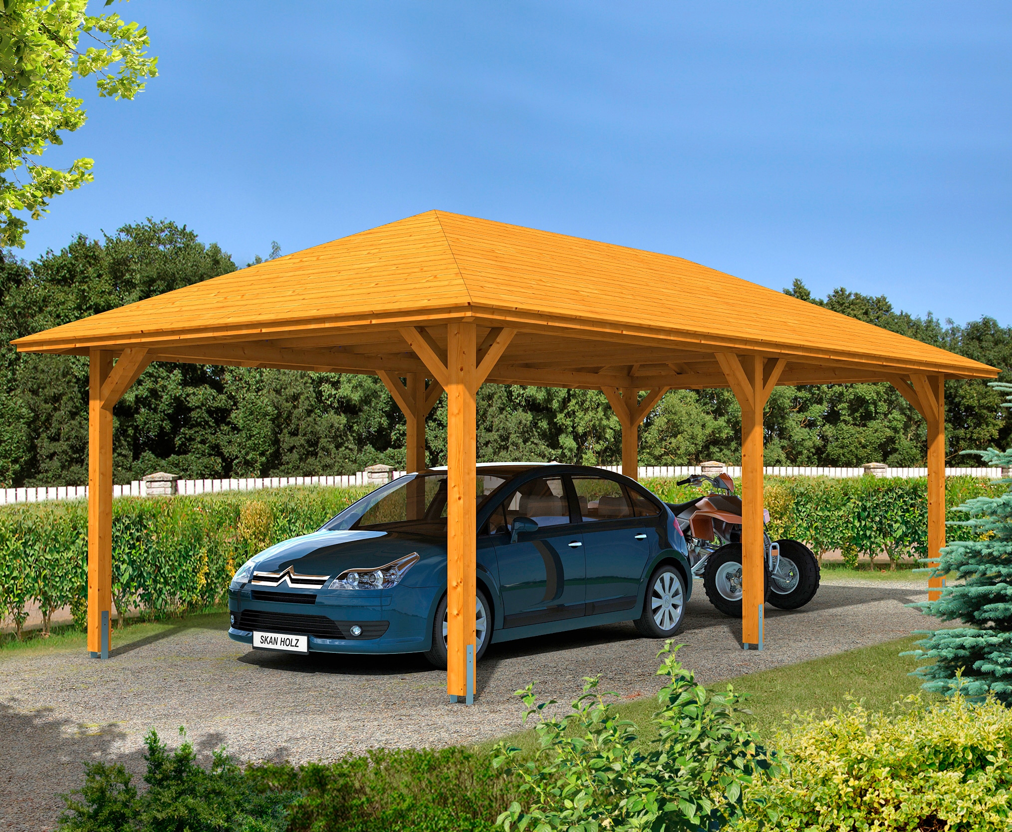 Skanholz Einzelcarport "Taunus", Leimholz-Nordisches Fichtenholz, 335 cm, hellbraun