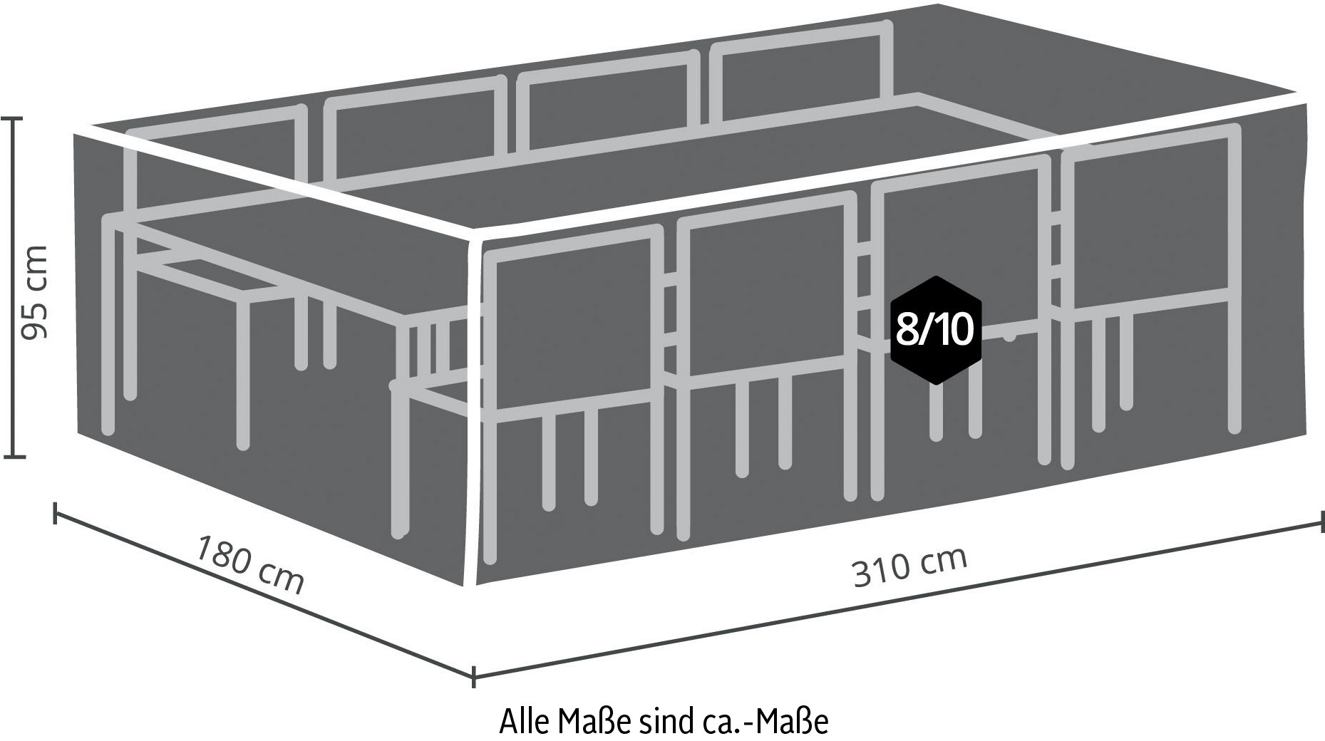 Best Gartenmöbel-Schutzhülle, für Möbelsets groß/large 310x180x95 cm