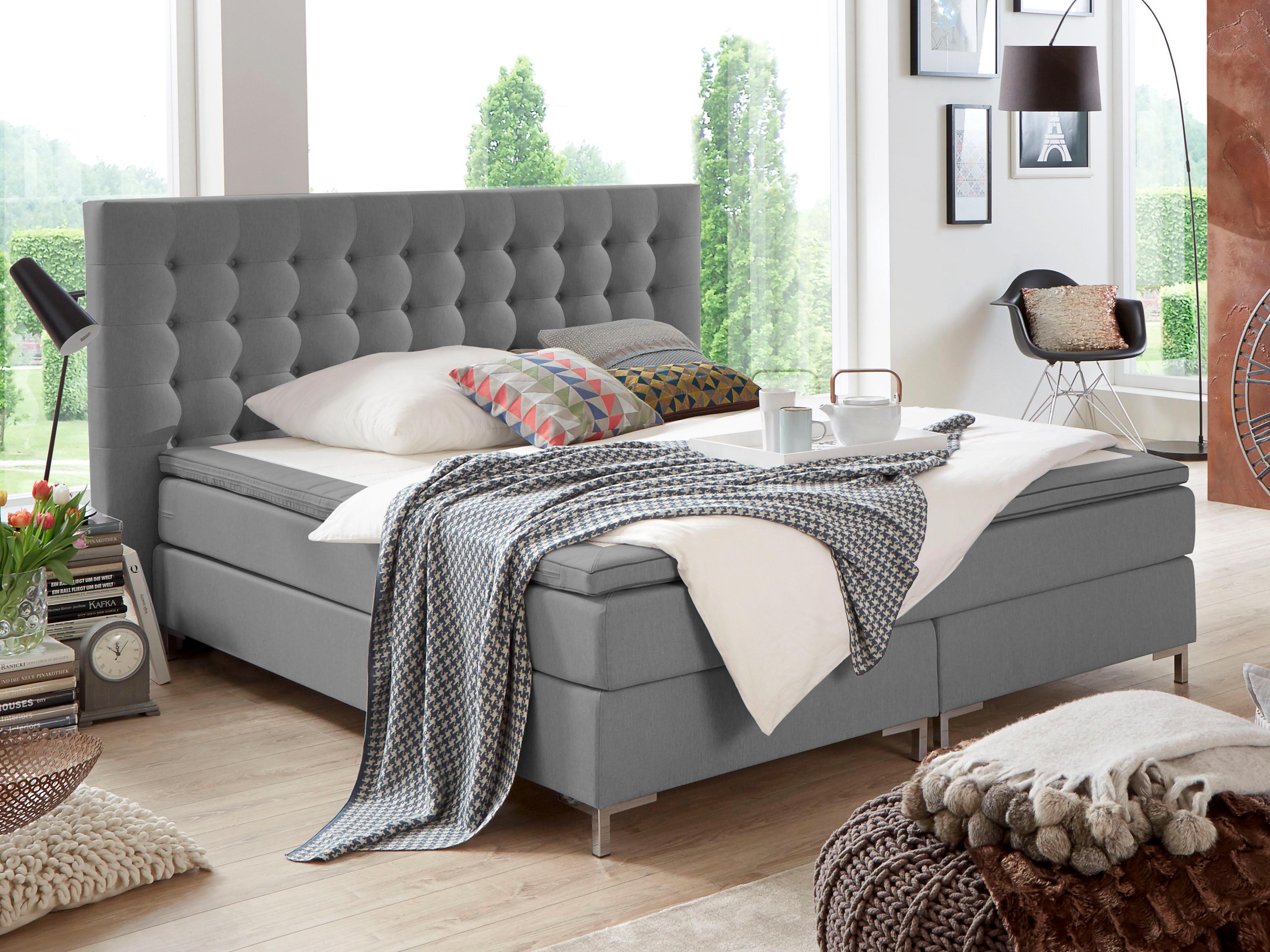 ATLANTIC home collection Boxspringbett "Anni" mit Bonnell-Federkernmatratze und Topper