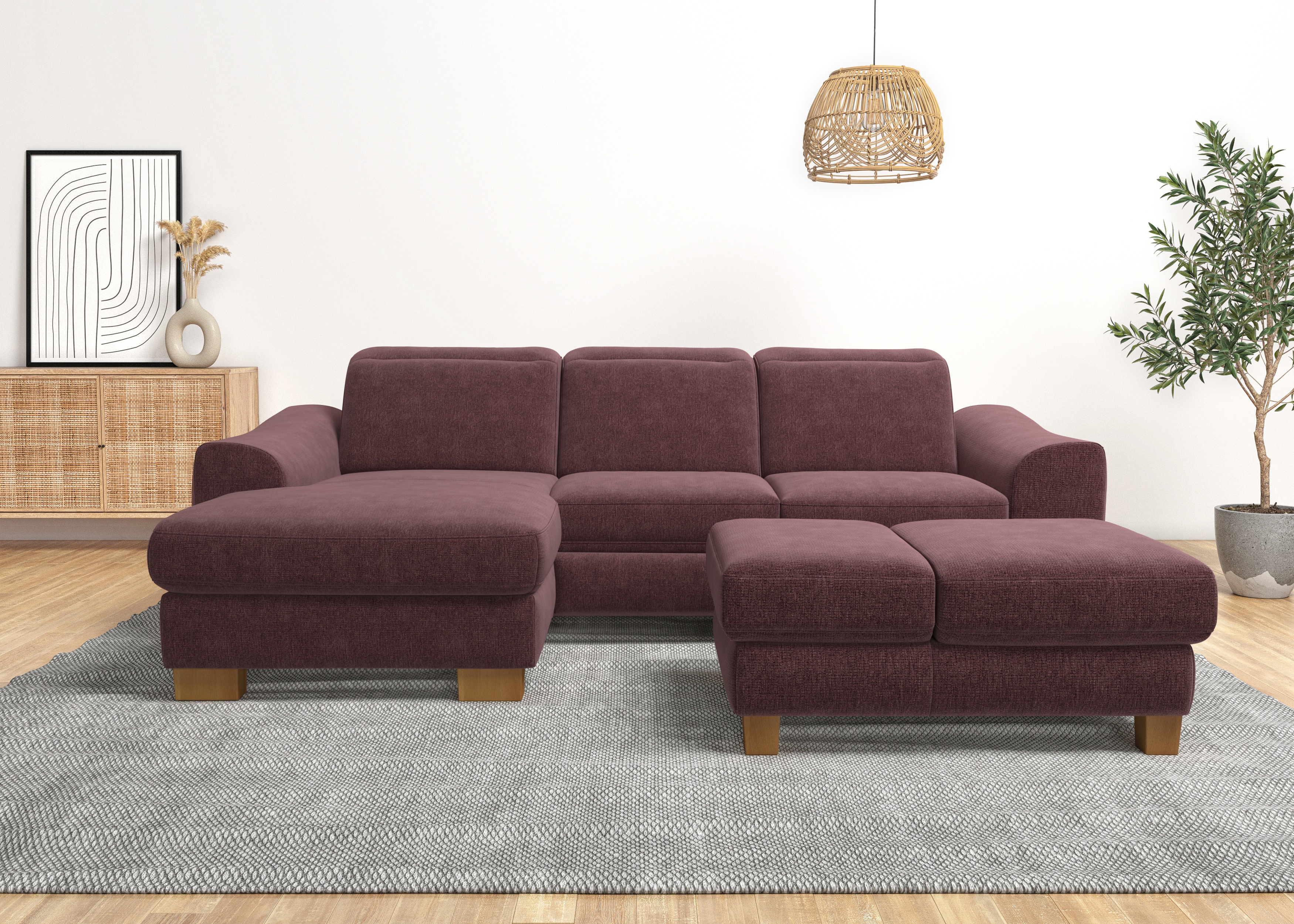 Home affaire Ecksofa "Dundee L-Form" wahlweise mit Kopfteilverstellung und zusätzlich mit Schlaffunktion