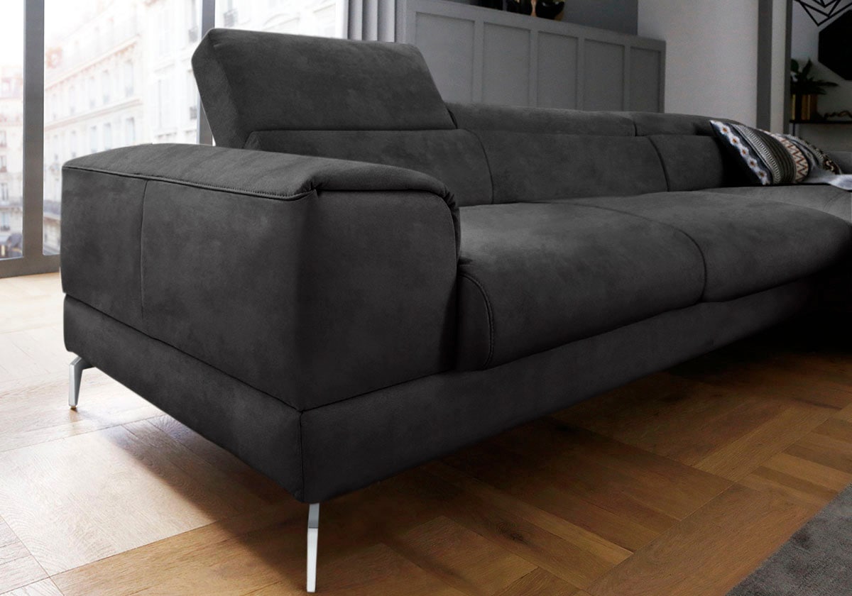 W.SCHILLIG Ecksofa »piedroo, Designsofa mit tollem Sitzkomfort, elegant und bequem, L-Form«, Kopfteilverstellung, wahlweise mit Sitztiefenverstellung, Breite 343cm