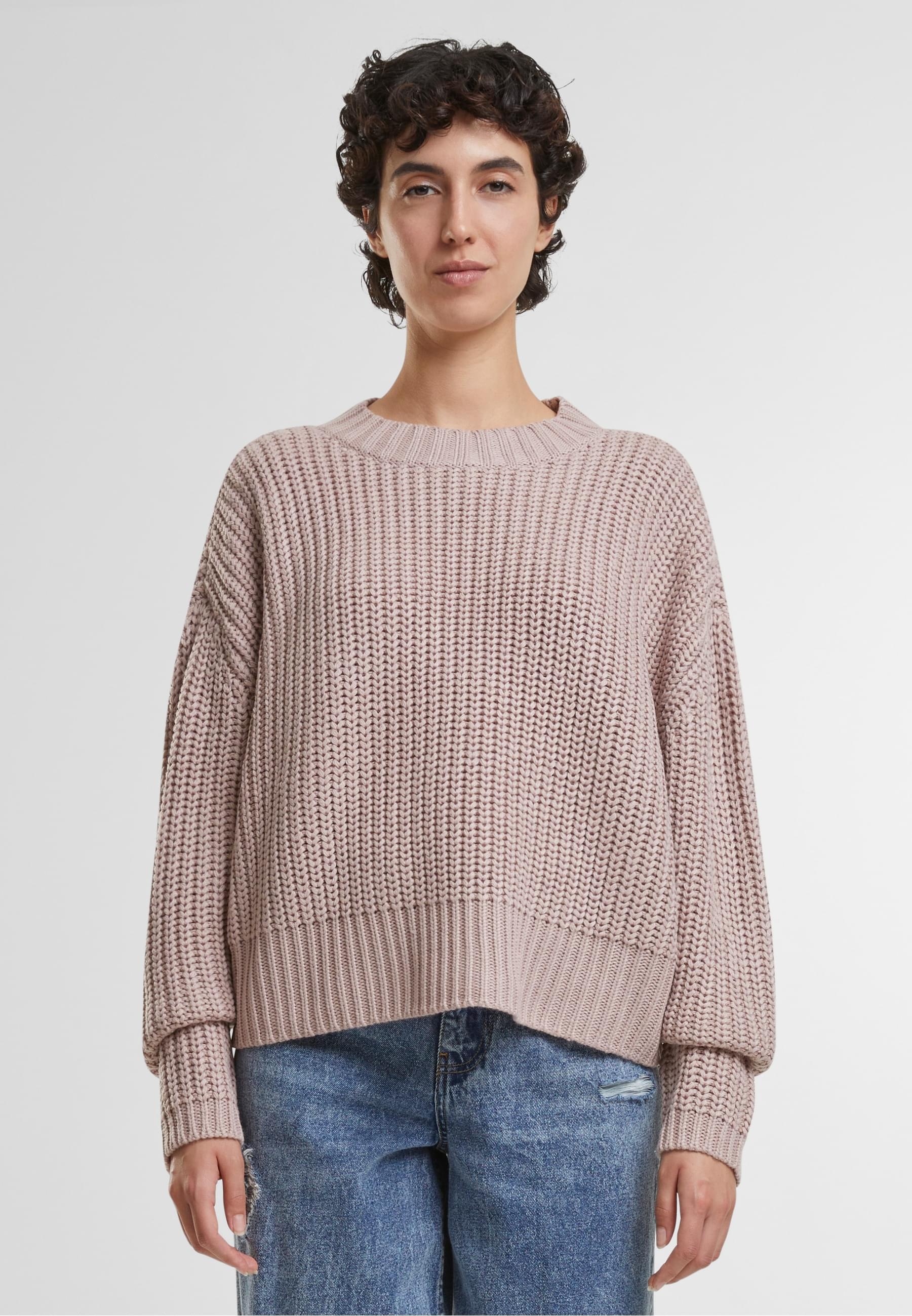 URBAN CLASSICS Rundhalspullover »Urban Classics Ladies Wide Basic Oversized Sweater«, (1 tlg.)