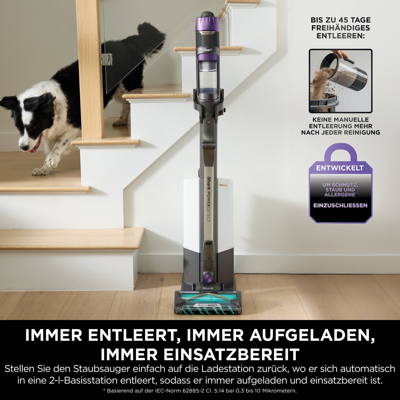 Shark Akku-Stielstaubsauger »Shark PowerDetect Clean & Empty IP3251EUT«, Akku-Staubsauger für Tierhaare, automatische Entleerungsstation