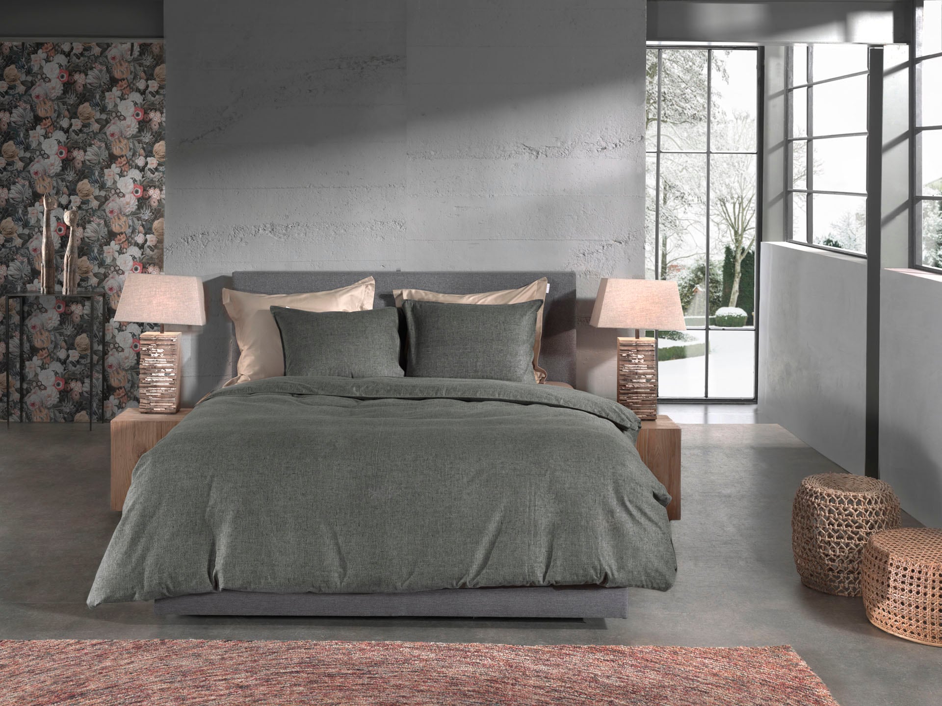 Heckett & Lane Bettwäsche "Franela" 2 Stk. Uni Design, hochwertiges Flanell günstig online kaufen