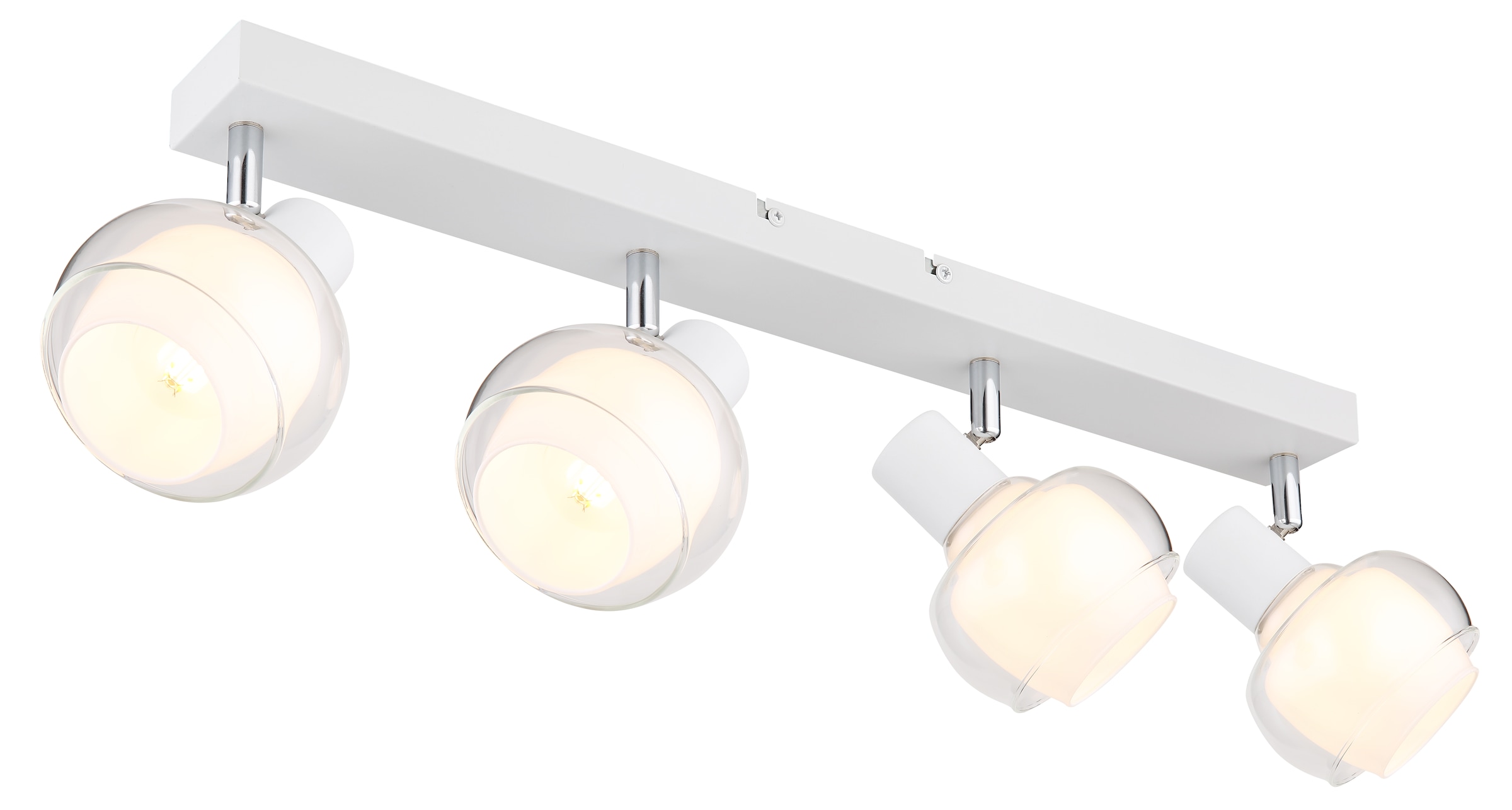 GLOBO LIGHTING Deckenstrahler »TOKKI«, Leuchtmittel E14 | ohne Leuchtmittel, Deckenspot/weiß/Glas klar/Glas opal/Flur/Wohnzimmer