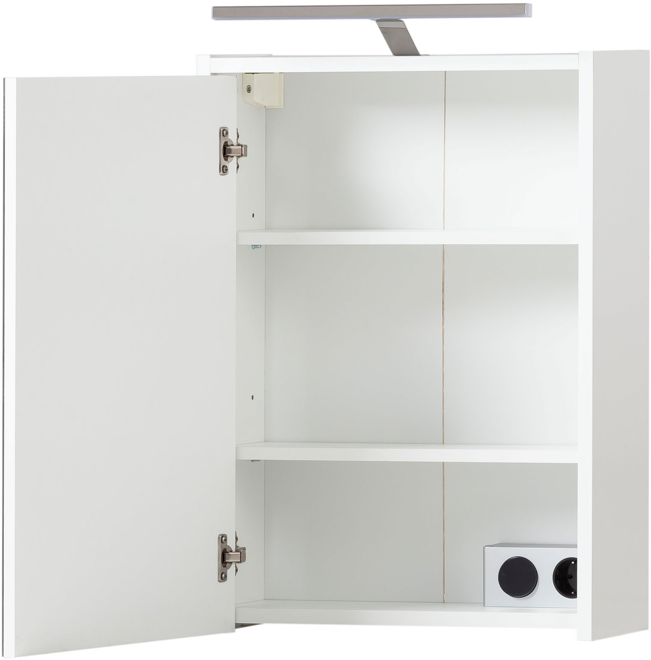 Schildmeyer Spiegelschrank »Katta, Breite 43 cm, 1-türig«, Mit LED-Beleuchtung und Steckdosenbox