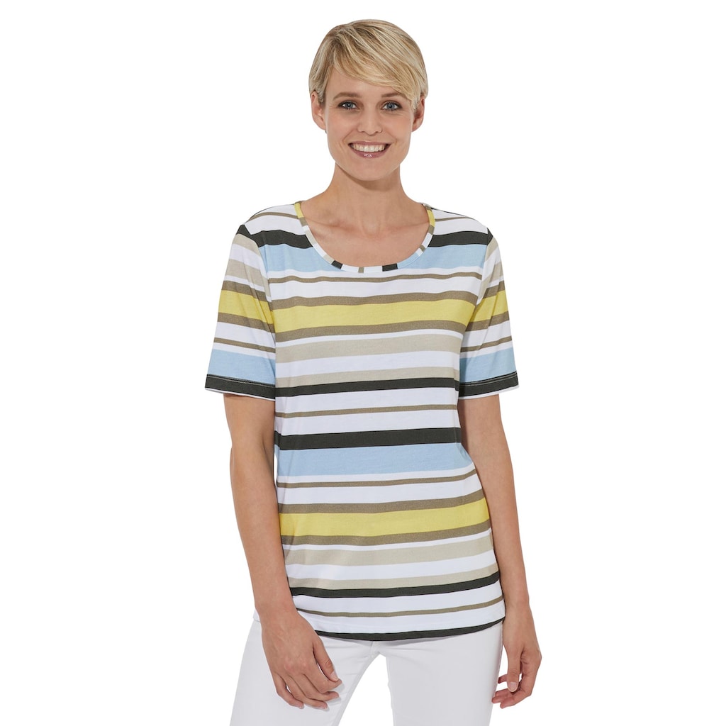 Damenmode Shirts & Sweatshirts Casual Looks Rundhalsshirt »Shirt«, (1 tlg.) zitrone-weiß-gestreift