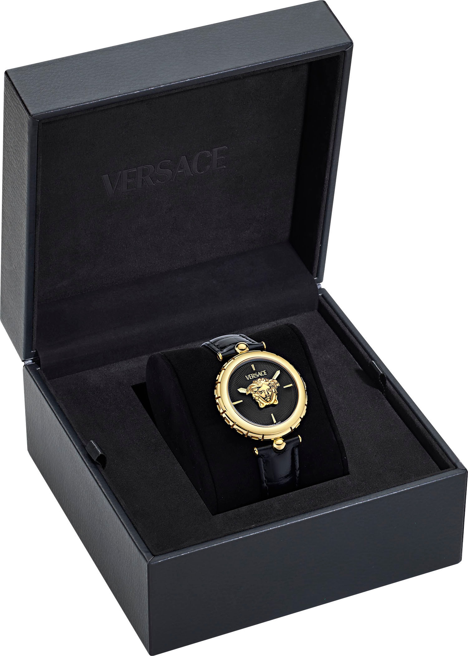 Versace Quarzuhr »MEDUSA HERITAGE«, Armbanduhr, Damenuhr, Swiss Made, Saphirglas, Lederarmband, analog