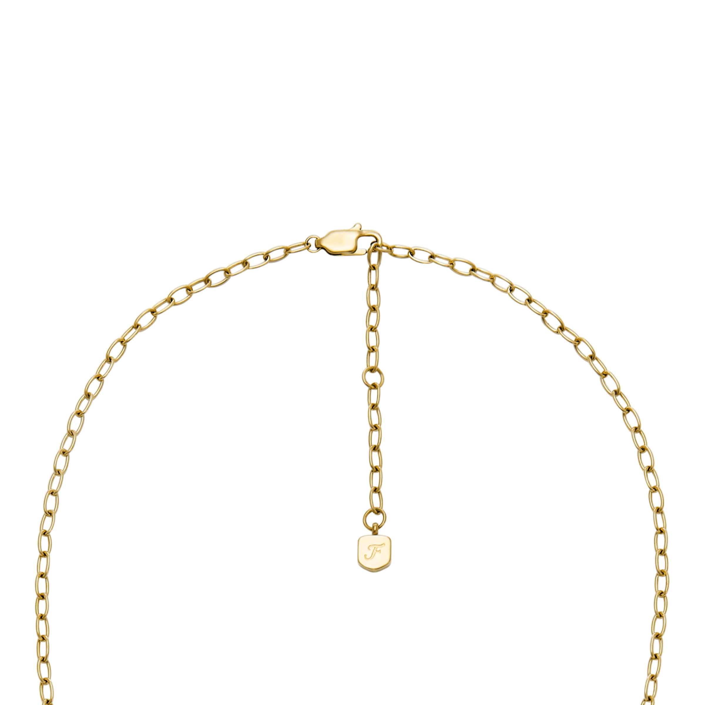 Fossil Kette mit Anhänger »Schmuck Geschenk Edelstahl SADIE Herz, JF04829710«, mit Glasstein