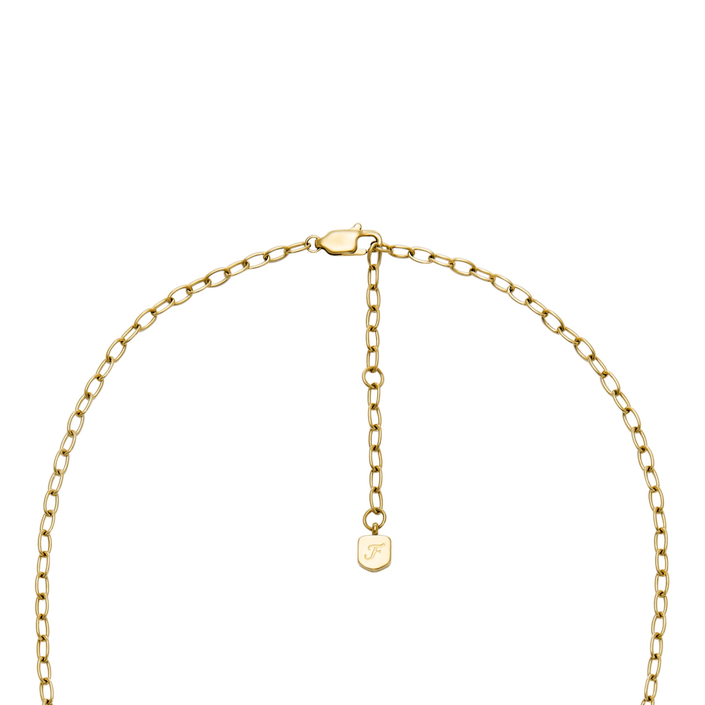 Kette mit Anhänger FOSSIL "Schmuck Geschenk Edelstahl SADIE Herz", gold (gelbgoldfarben, kristallweiß), Halsketten, Damen, Edelstahl, L: 71 B: 2,5mm, mit Glasstein, B:2,5mm 4
