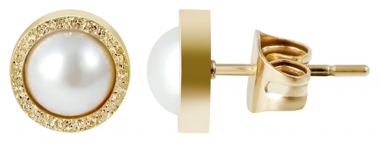 Paar Ohrhänger ADELIA´S "Damen Ohrstecker aus poliertem Edelstahl und Perle Ø 8 mm", weiß, Ohrringe, Damen, Damen, Edelstahl
