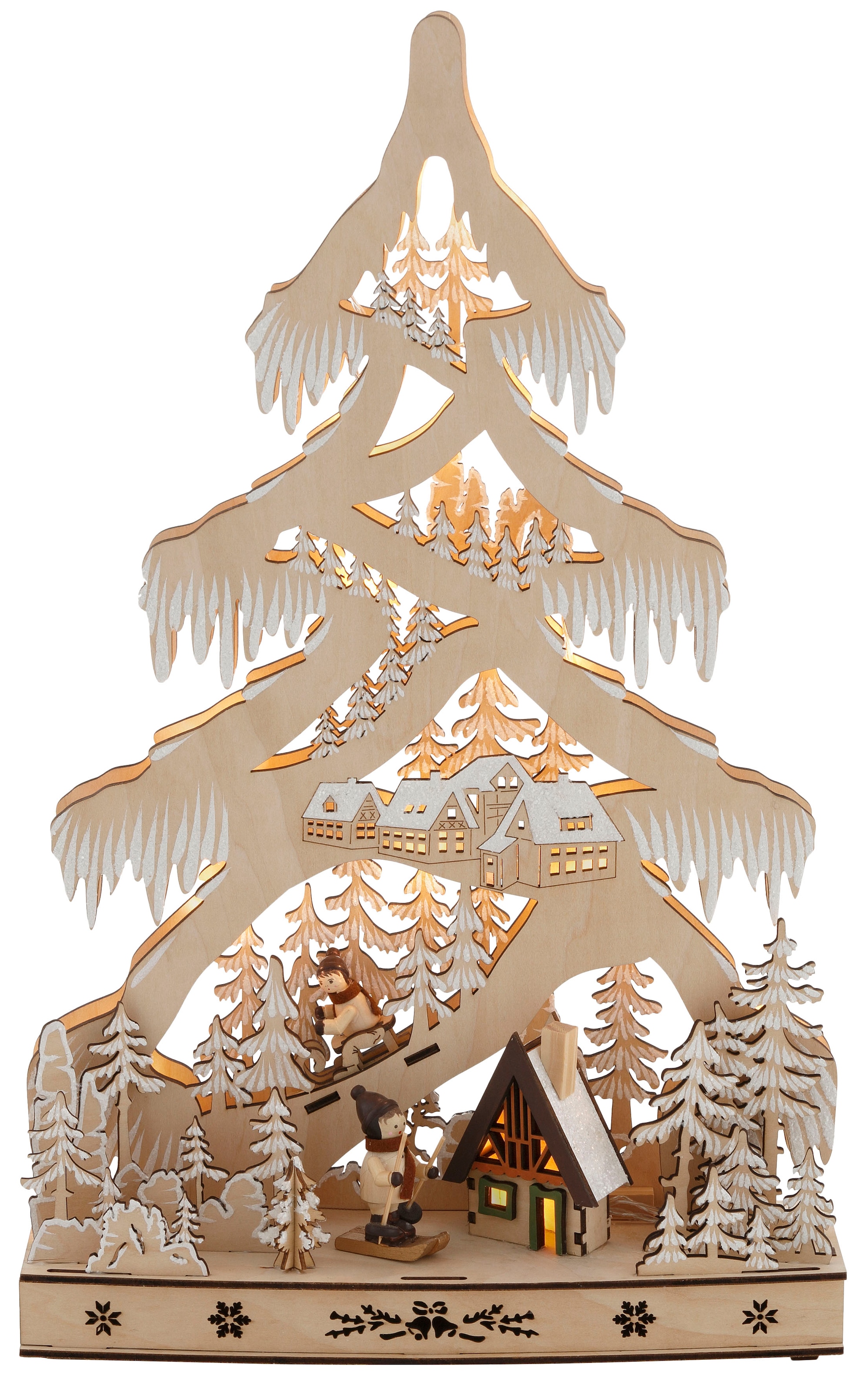 Home affaire LED Baum »Schneelandschaft«, mit Hütte und Skifahrern, Höhe ca.  48 cm kaufen | BAUR