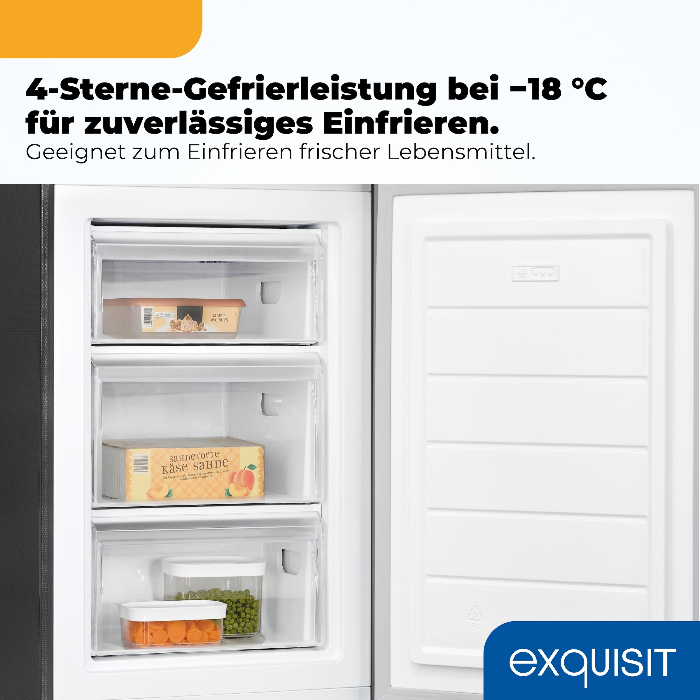 exquisit Gefrierschrank »GS81-040B inoxlook-az« 85 cm hoch 54,5 cm breit Viel Platz, starke Gefrierleistung