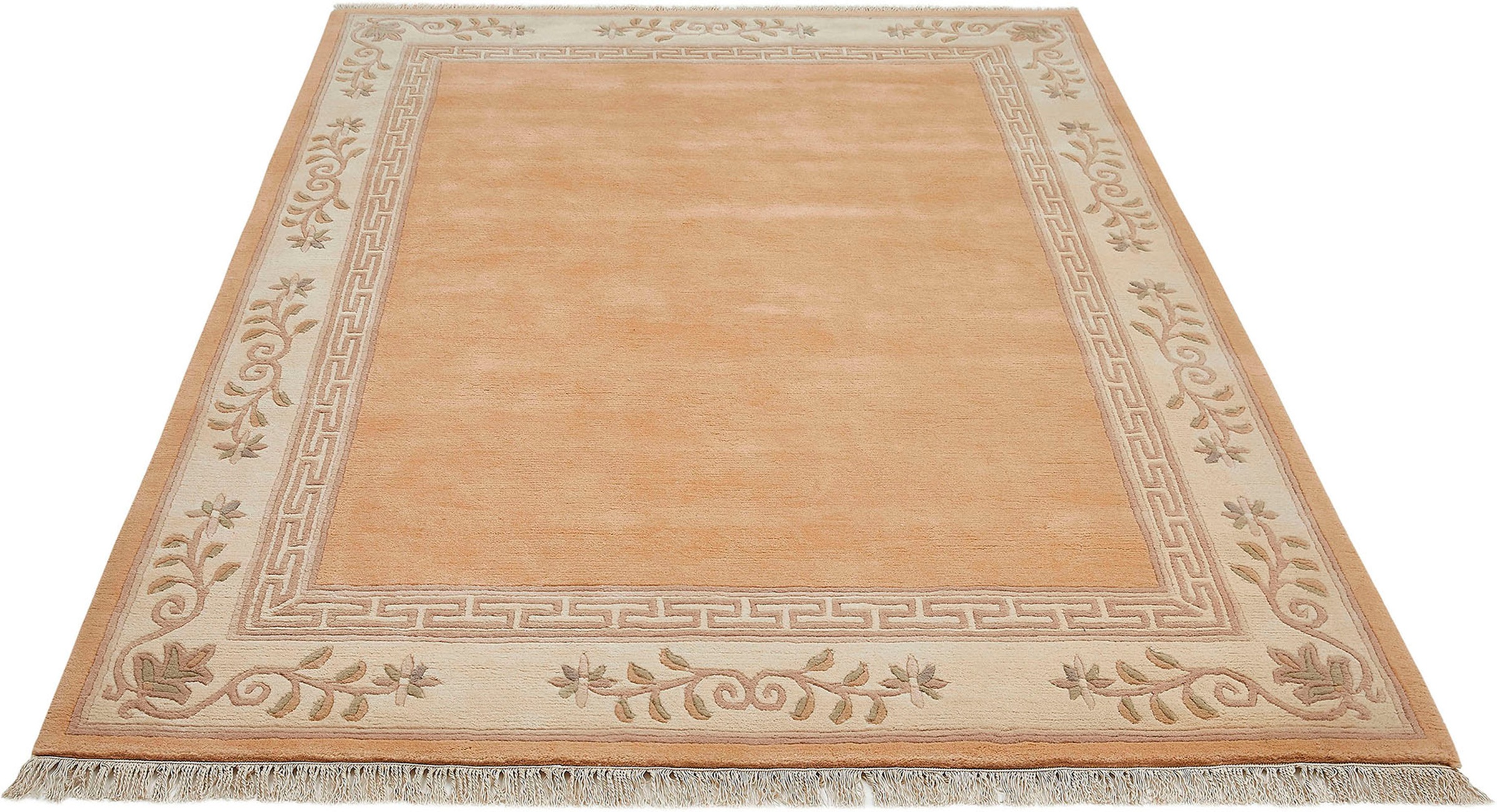 LUXOR living Wollteppich »Adour«, rechteckig, 18 mm Höhe, reine Wolle, handgeknüpft, mit Bordüre und Fransen, Wohnzimmer